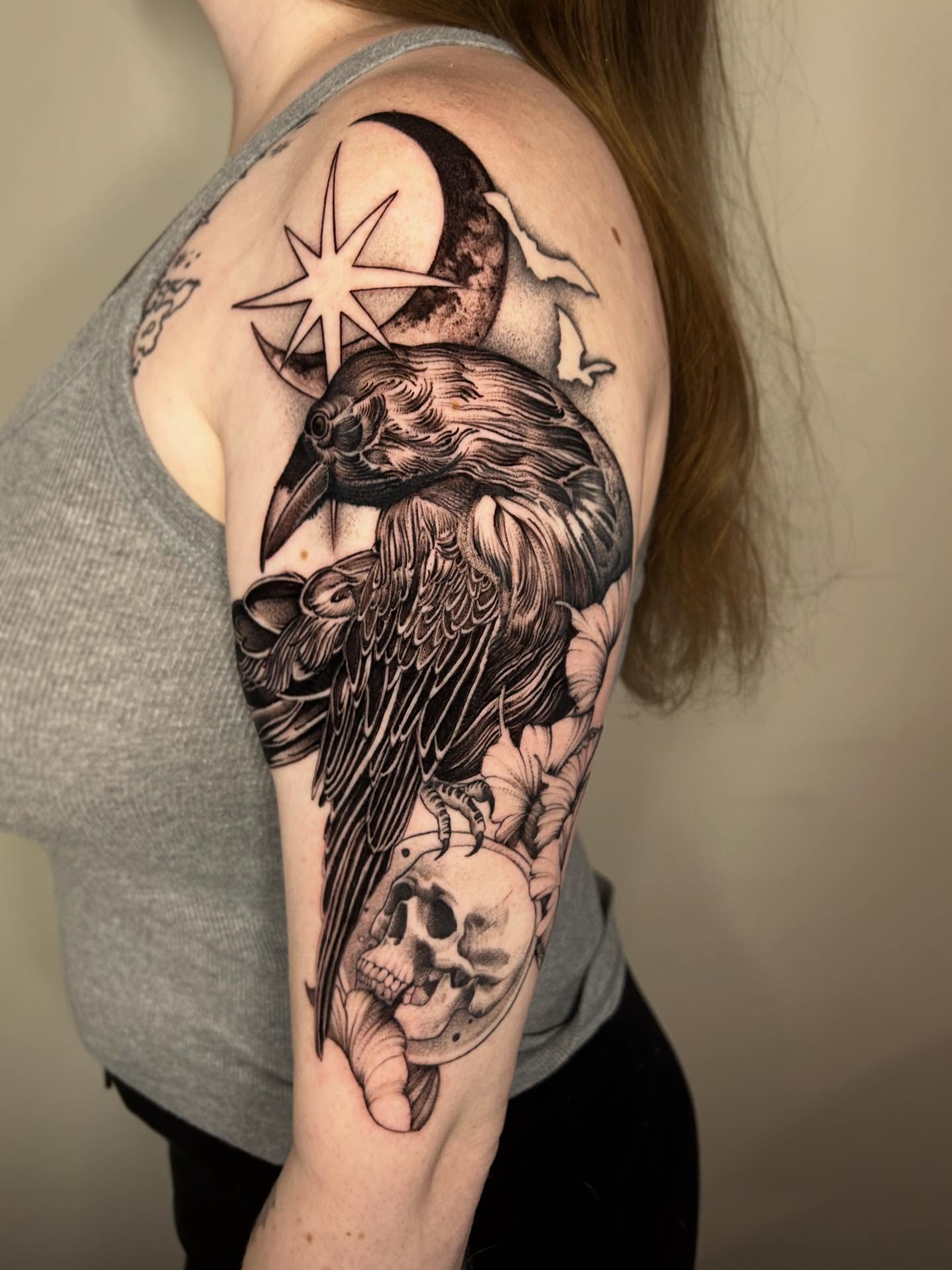 Tattoo by @c.x.dotline — black_and_grey, realism