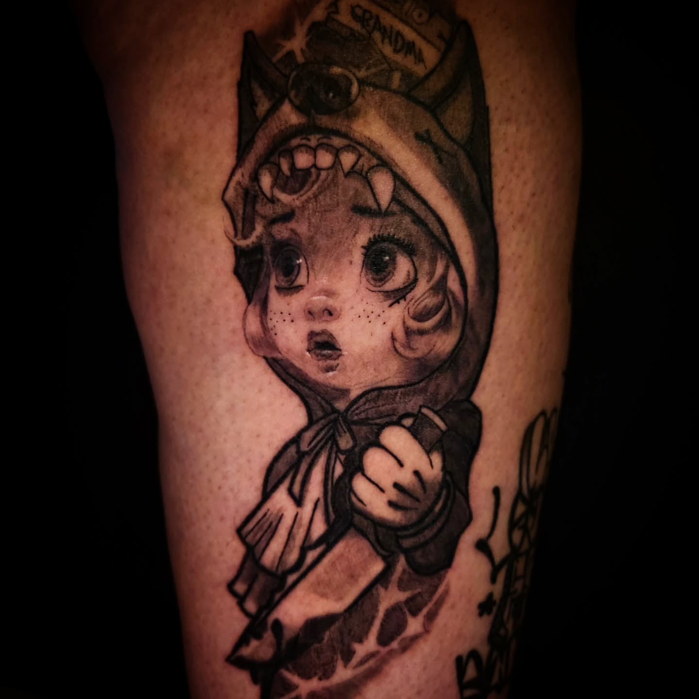Child in hood dotwork tattoo on the forearm by 𝕸 𝖆 𝖓 𝖔 𝖑 𝖔