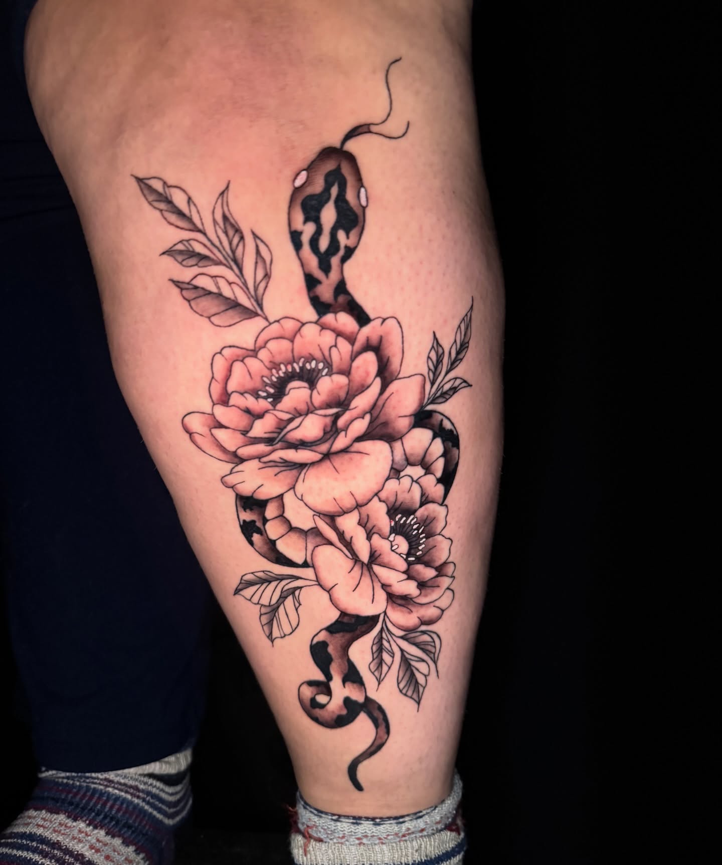 Tattoo by @redheadvendetta — american_traditional, black_and_grey