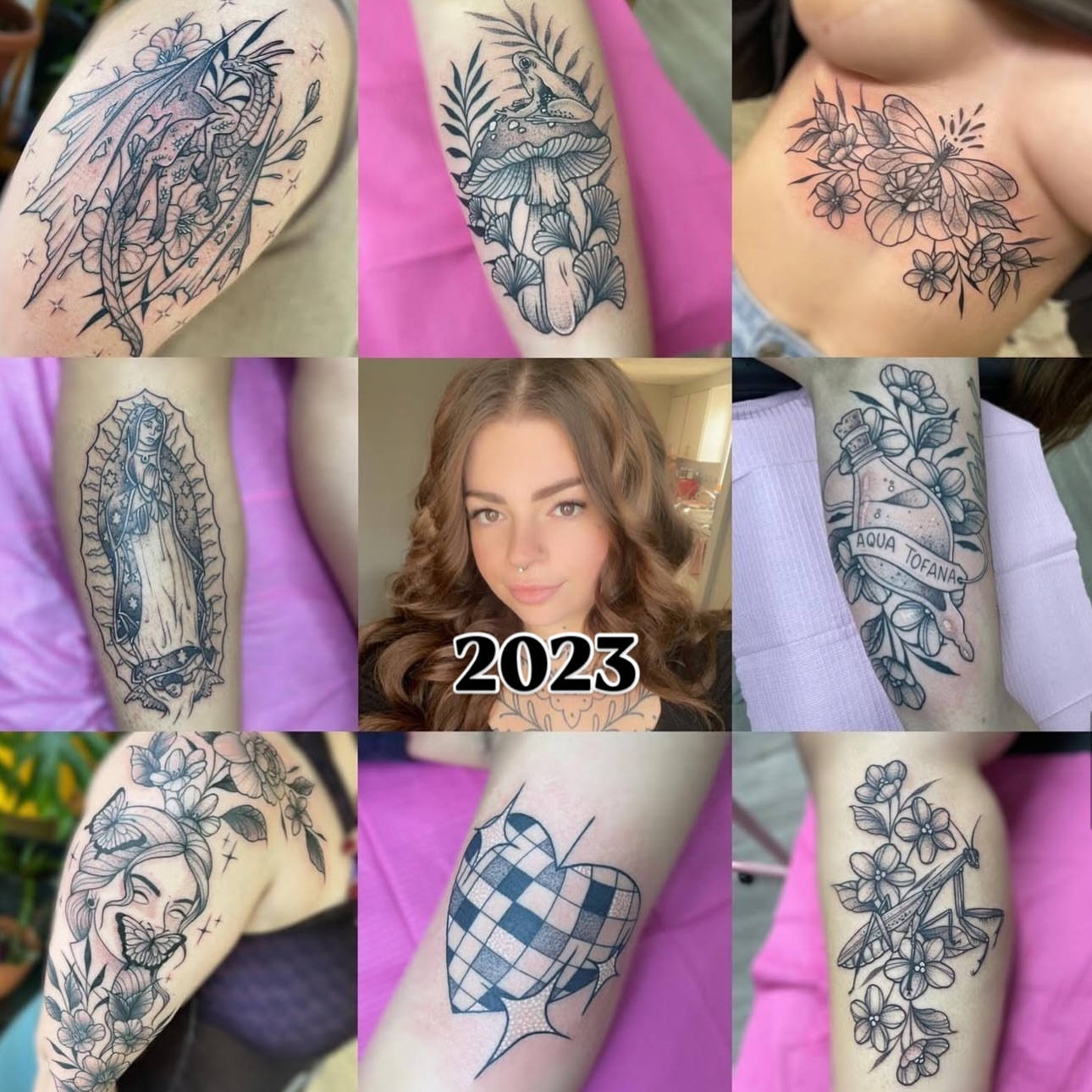 Dragon and flowers American traditional tattoo on the upper arm by ✿ sadie winter ✿