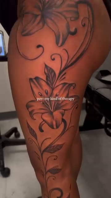 Lily flower realism tattoo by InkdByHendrixx