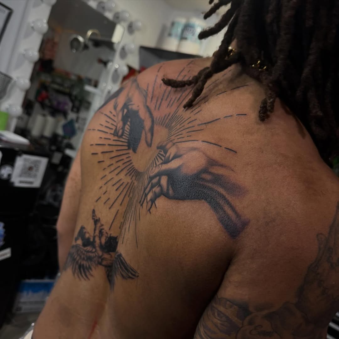 Tattoo by @lizzyinkslinga — black_and_grey, realism