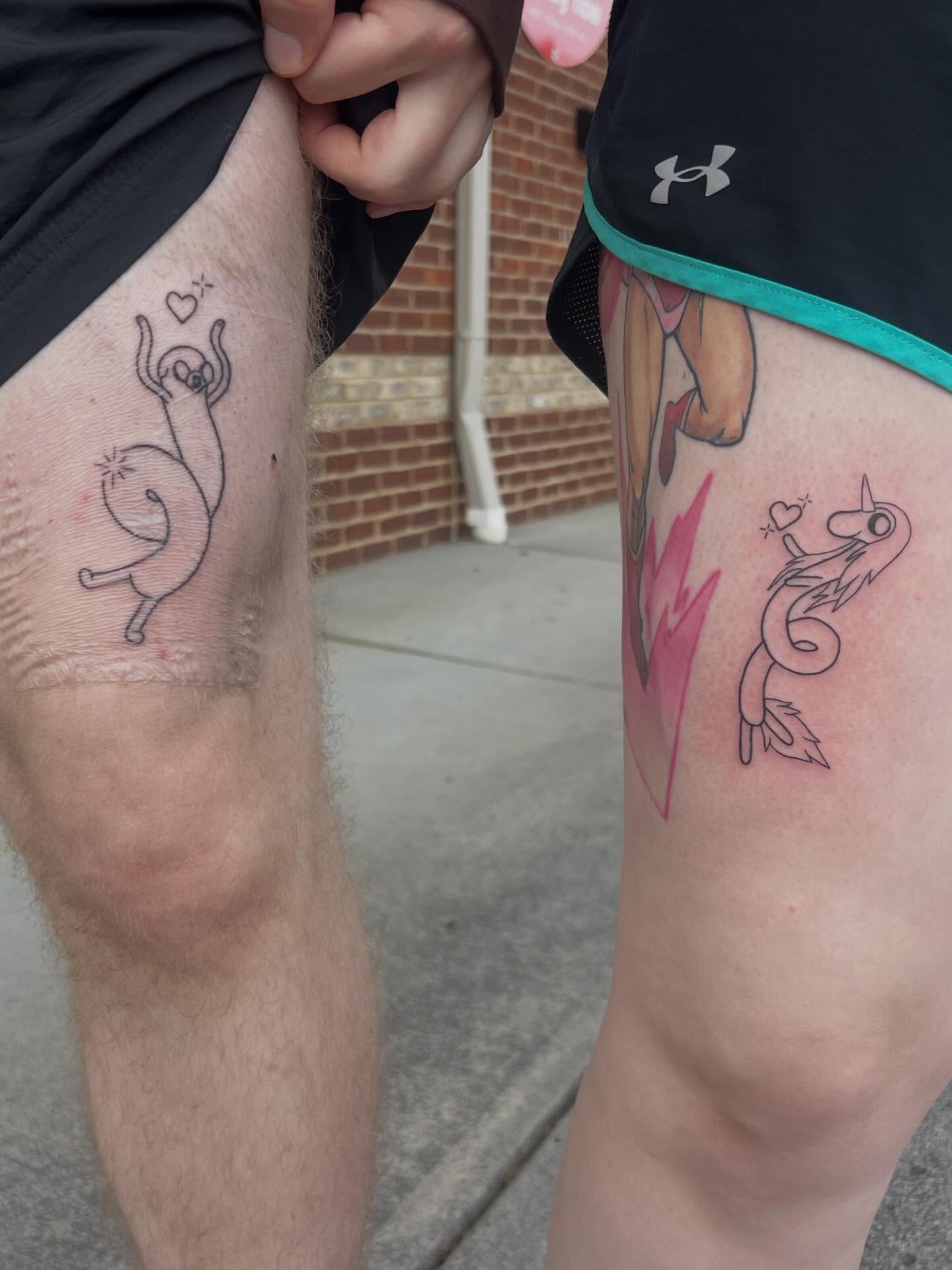Unicorns dotwork tattoo on the thigh by zoie rozay hannah