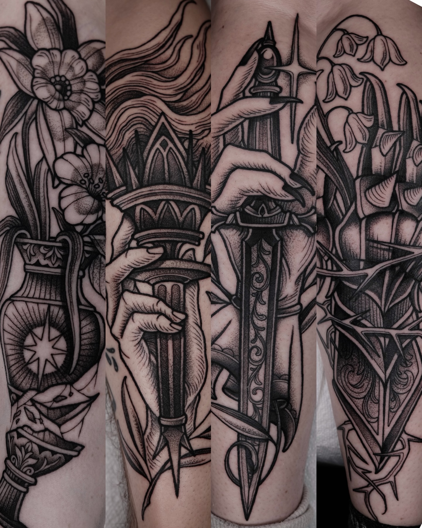 Tattoo by @kylepatricktattoo — black_and_grey, geometric