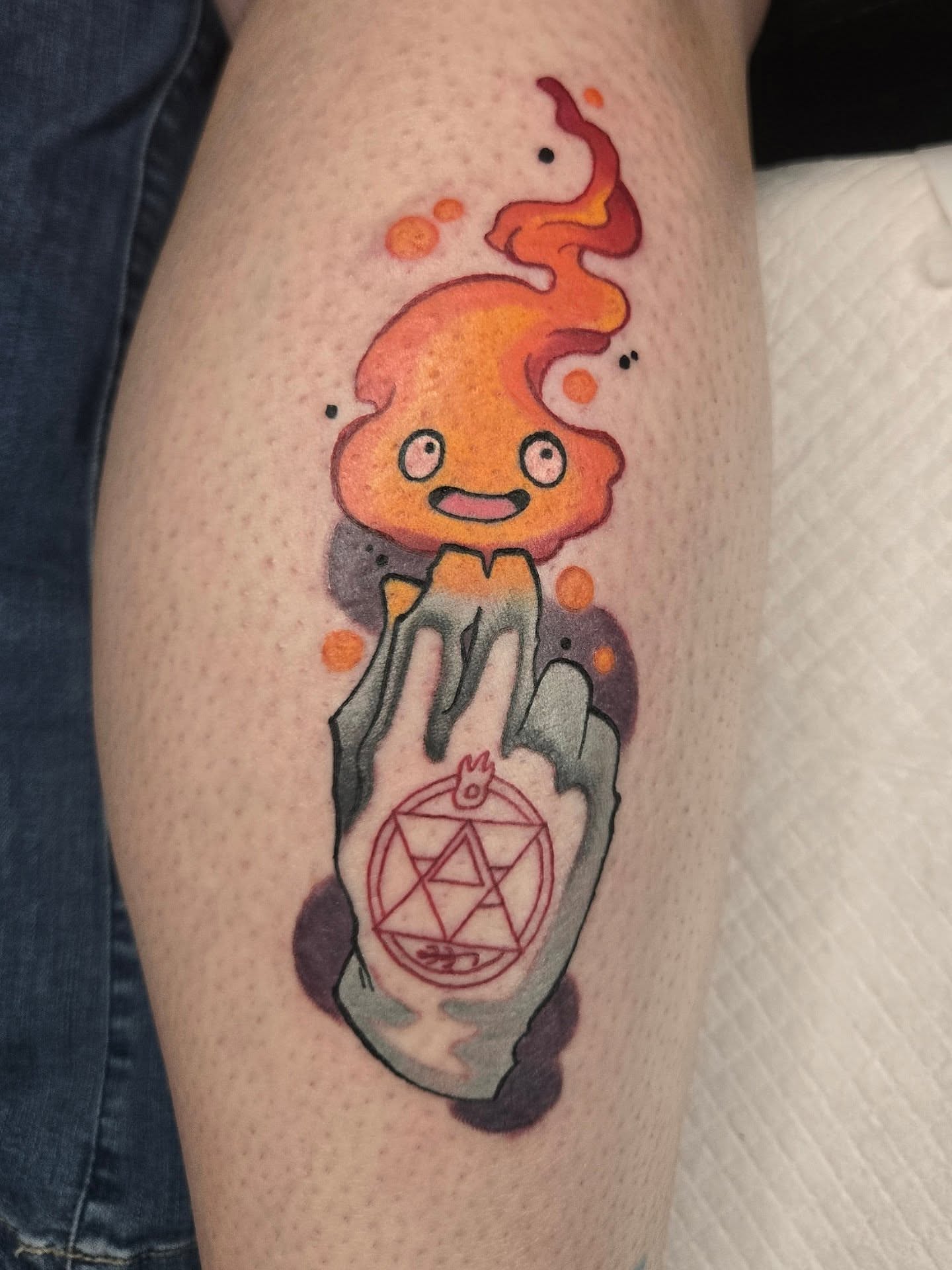 Tattoo by @babybluegotblues — dotwork, anime