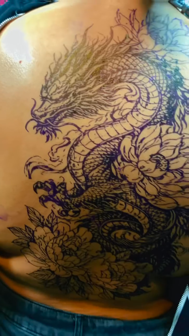 Dragon and peonies japanese irezumi tattoo by Cultura