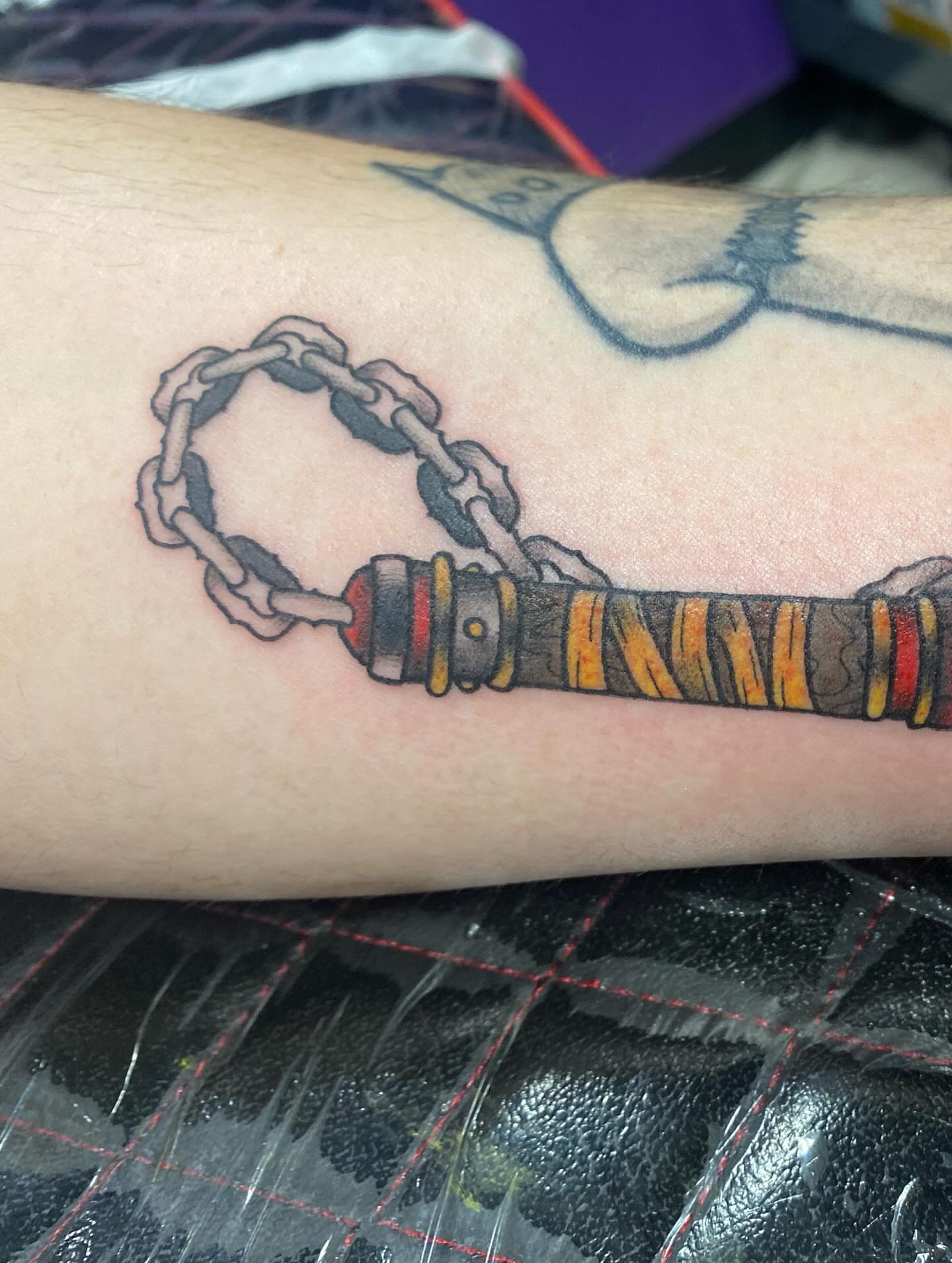 Chain and key realism tattoo on the forearm by Drew