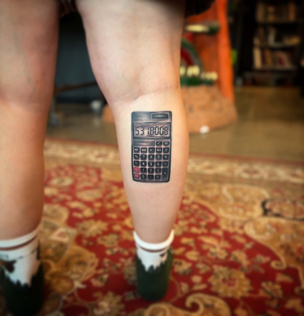 Calculator black and grey tattoo on the forearm by Kbryanttattoos, Ohio City, Ohio