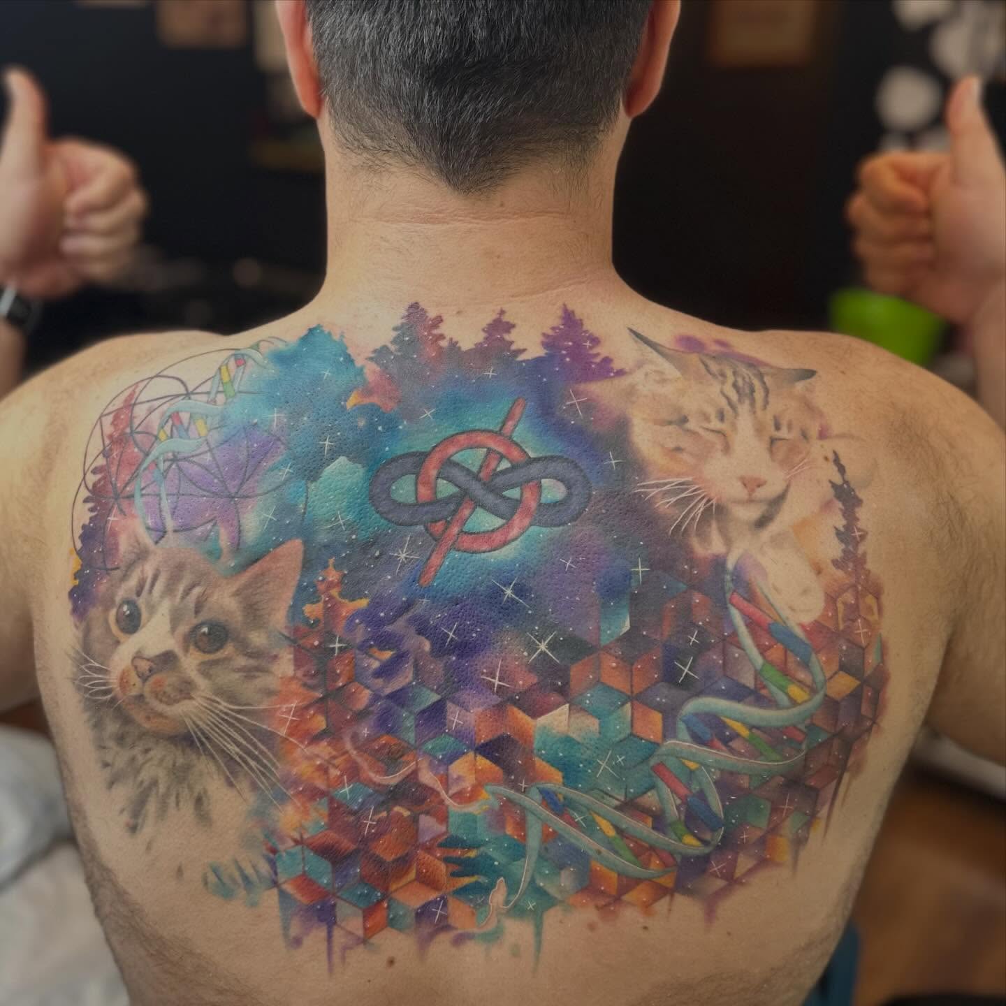 Tattoo by @magglesmcmaggles — watercolor, geometric
