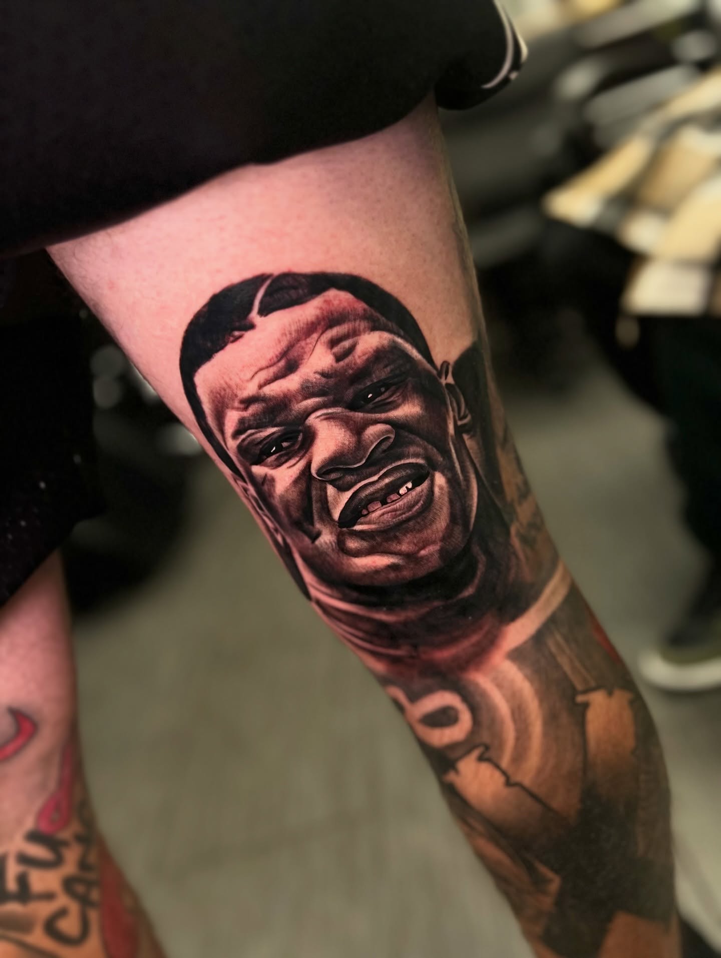 Boxing legend realism tattoo on the forearm by Vondrae