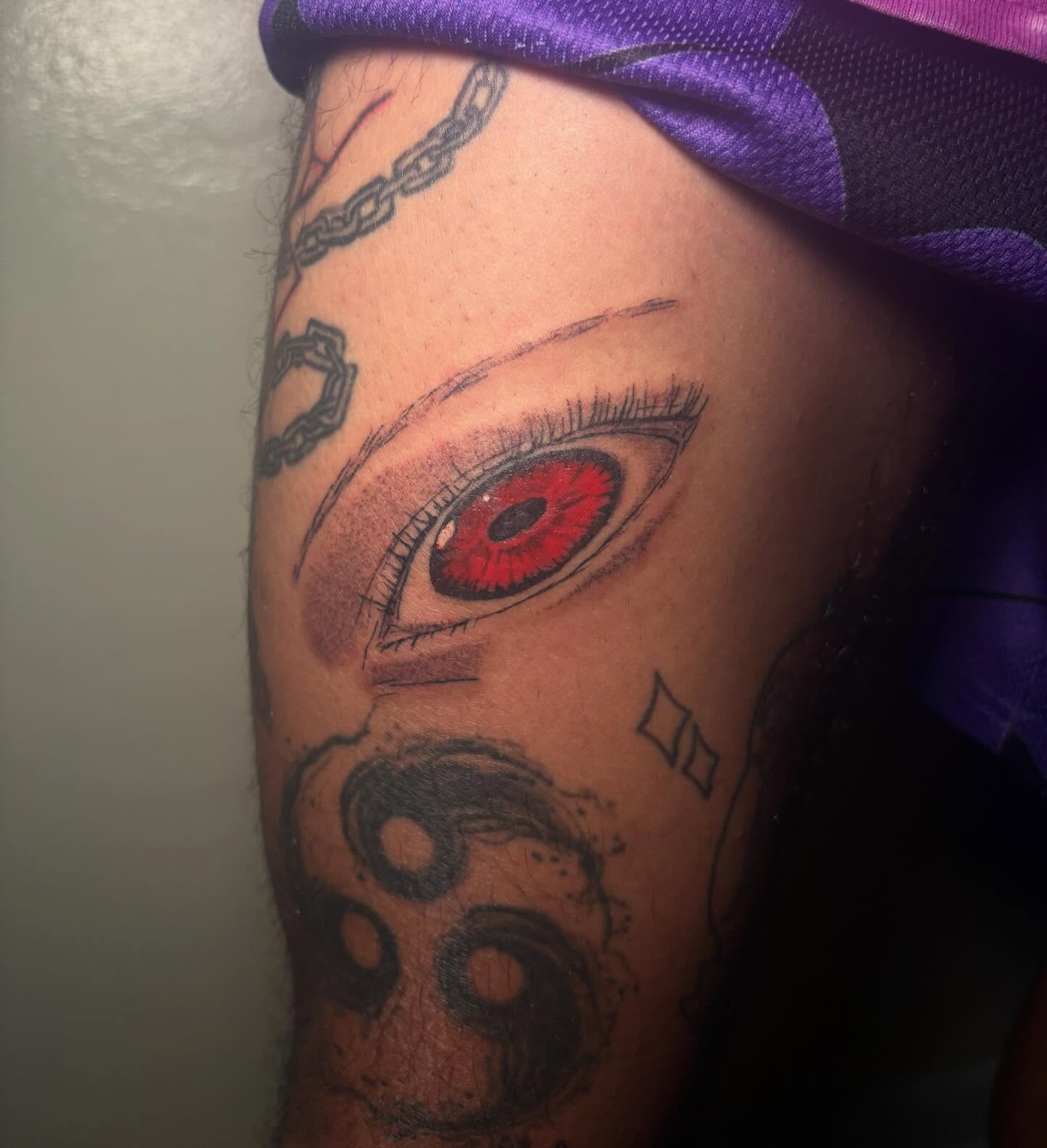 Eye realism tattoo on the forearm by Shampooh