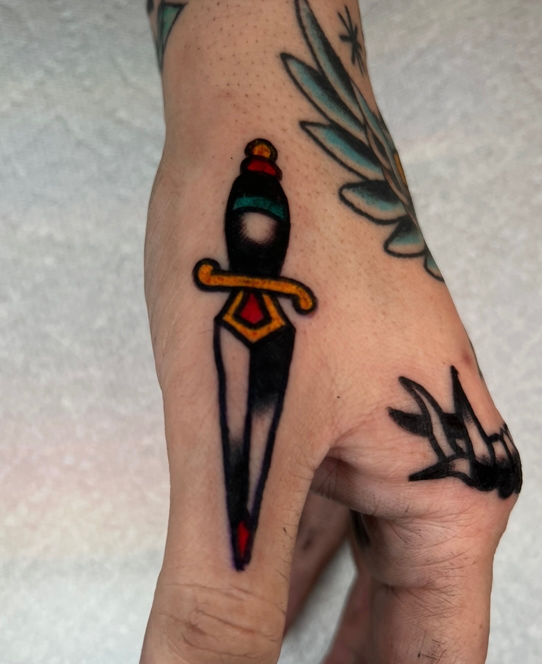 Sword American traditional tattoo on the forearm by Like A Horse Corral