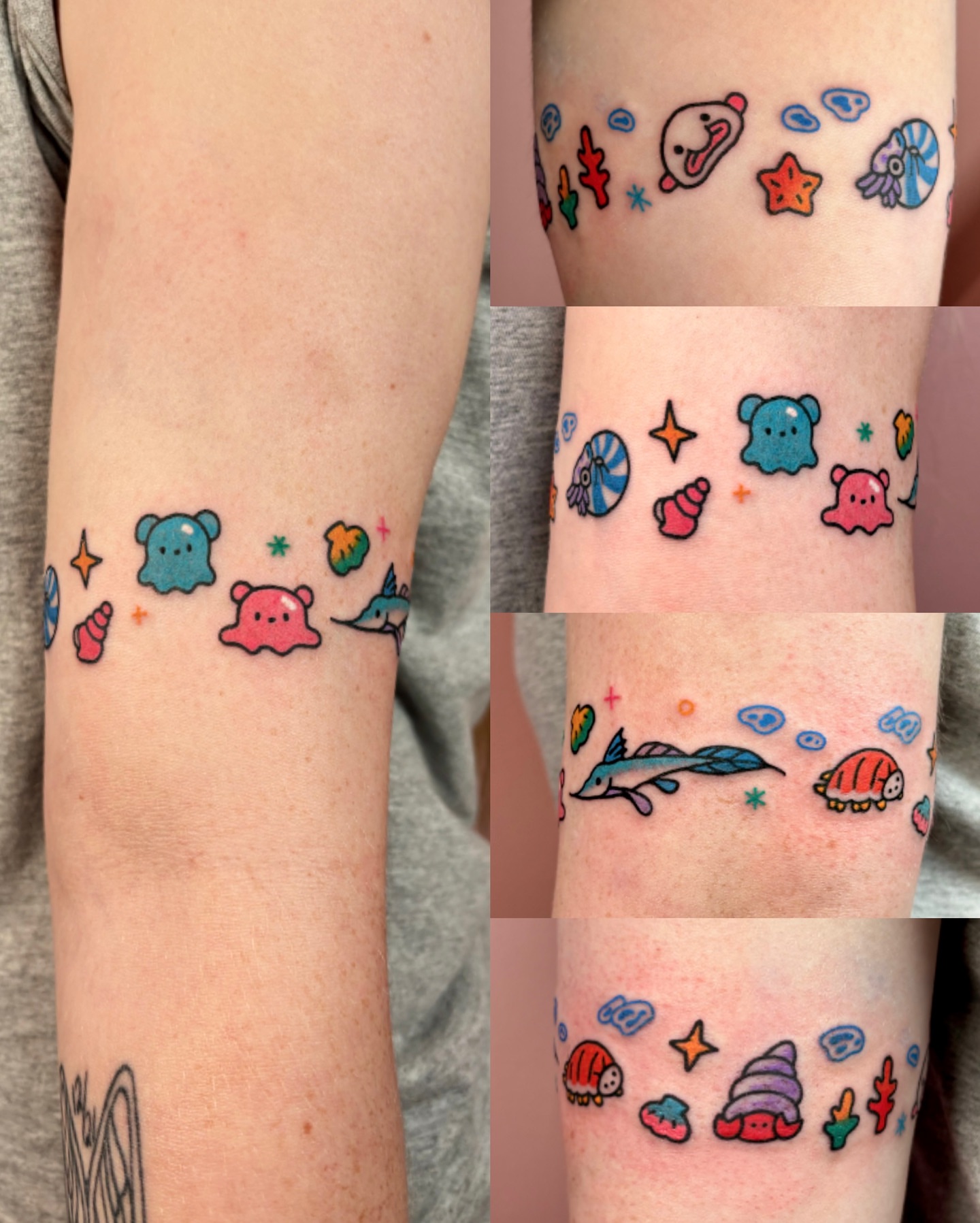 Underwater creatures new school tattoo on the forearm by XINAMON 🔥 시나몬