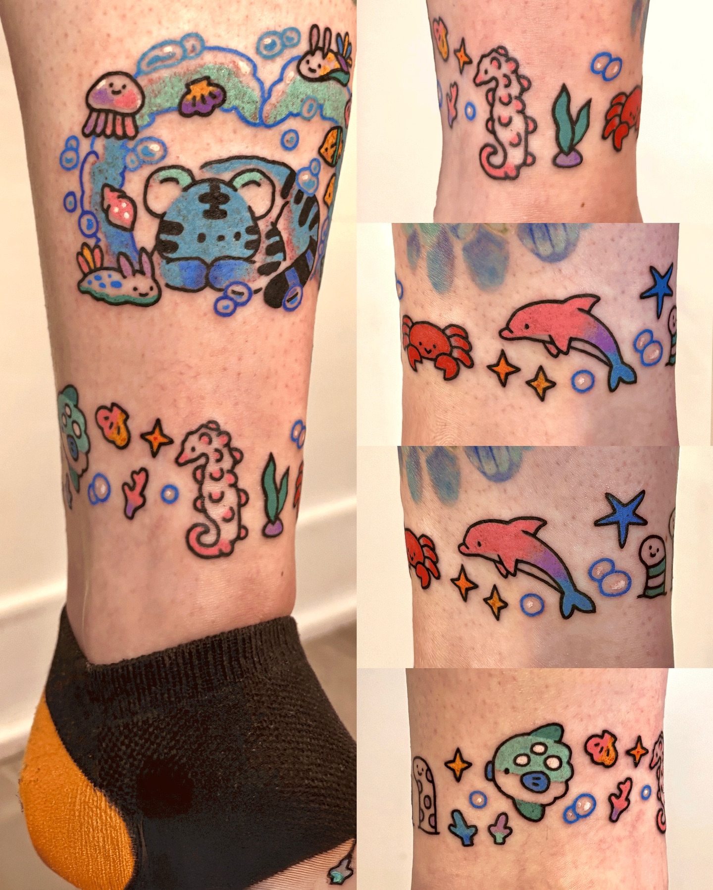 Underwater creatures new school tattoo on the forearm by XINAMON 🔥 시나몬