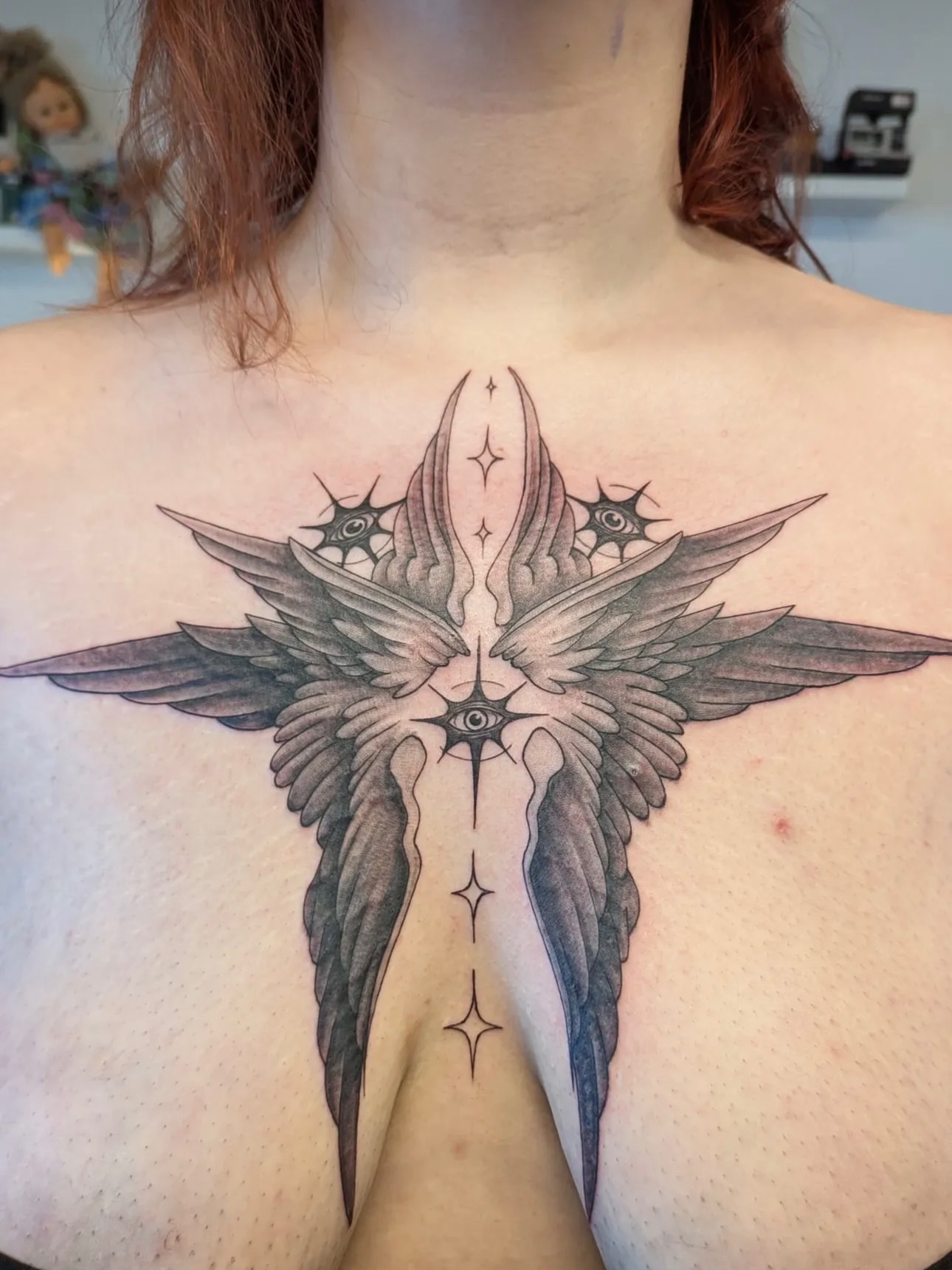 Tattoo by @heathstudiosandtattoo — black_and_grey, geometric