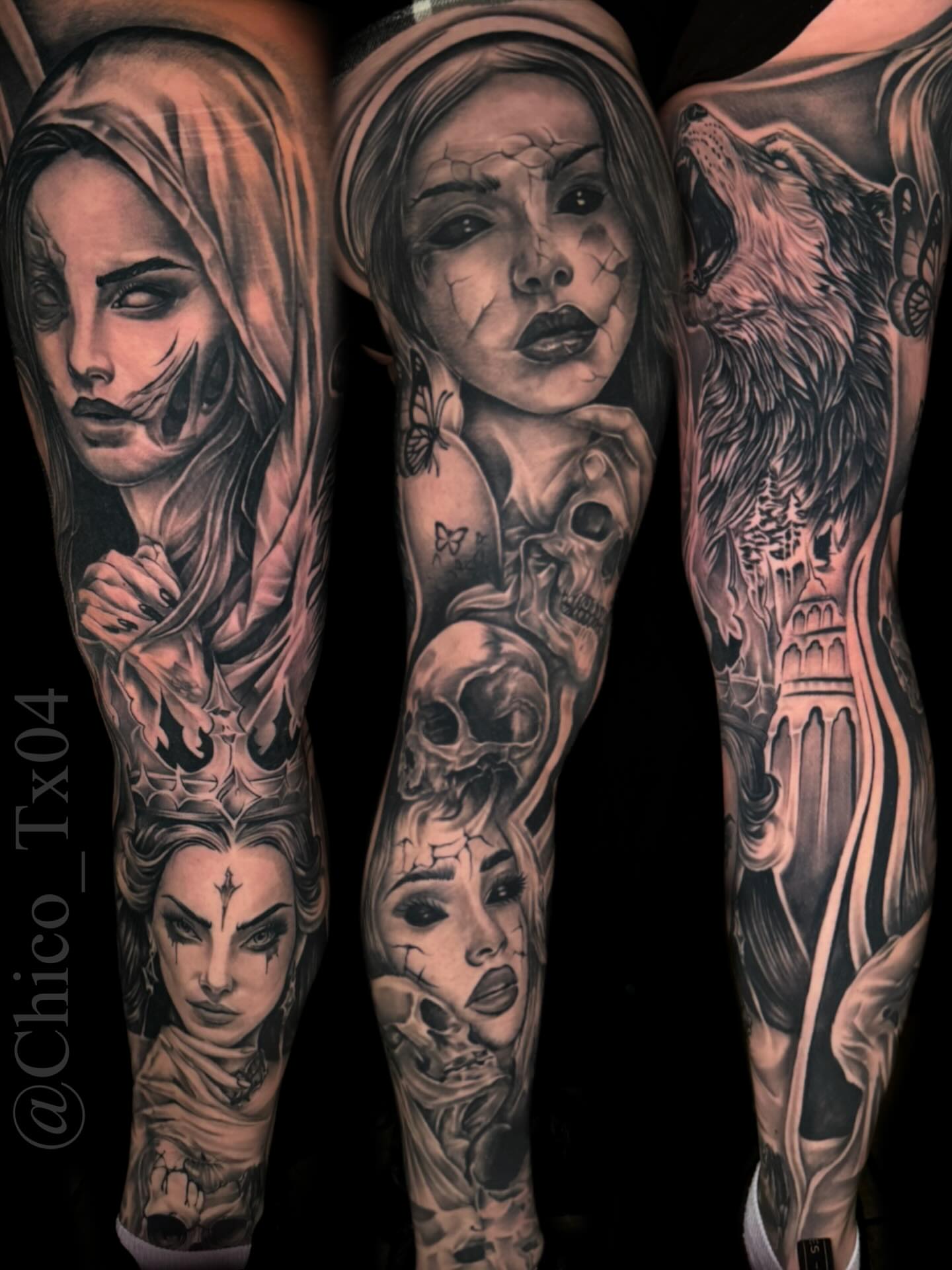 Woman with wolf realism tattoo on the forearm by Tattoos By Chico