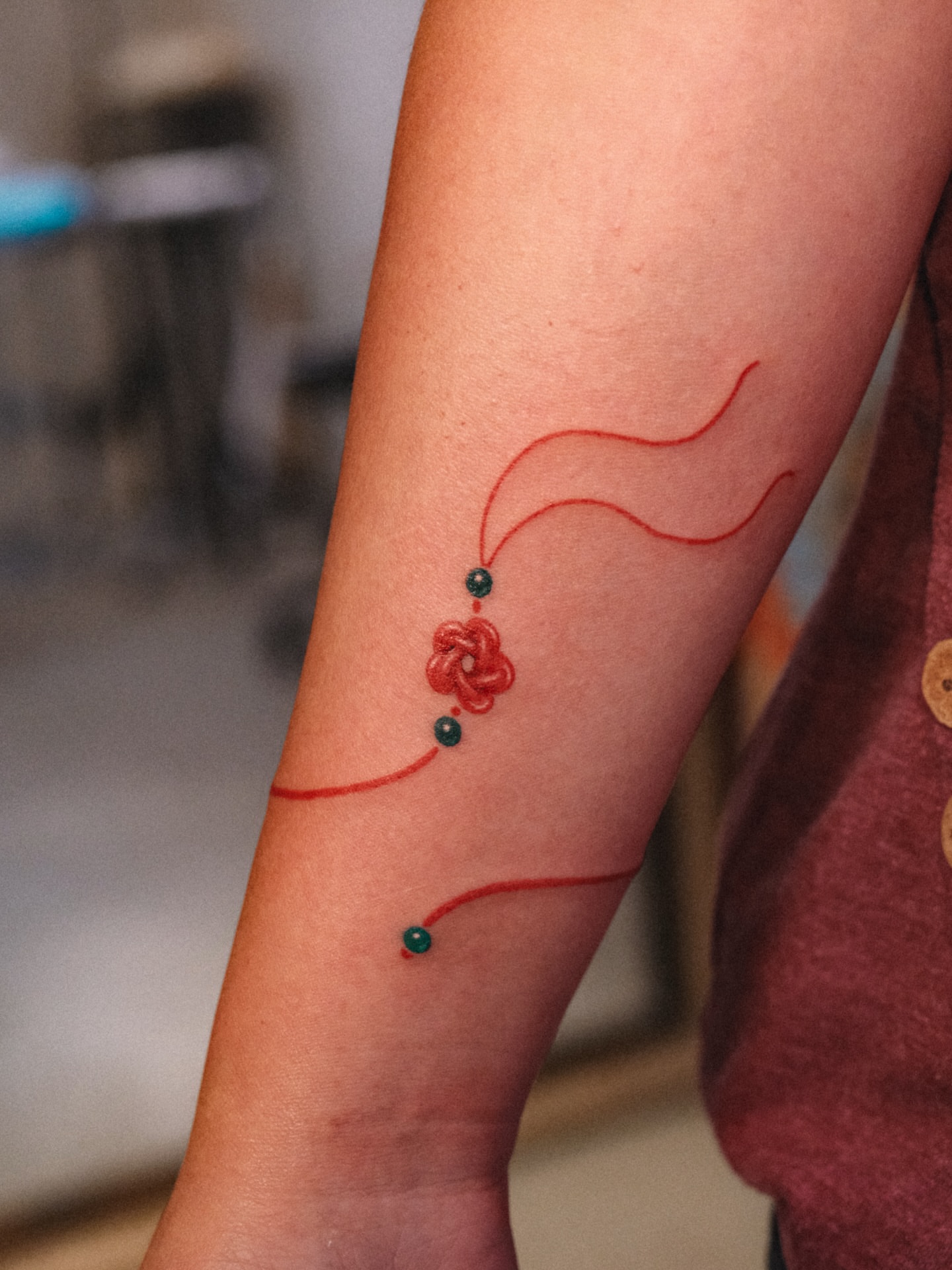 Beads and knot geometric tattoo on the forearm by Ray_thefox tattoo