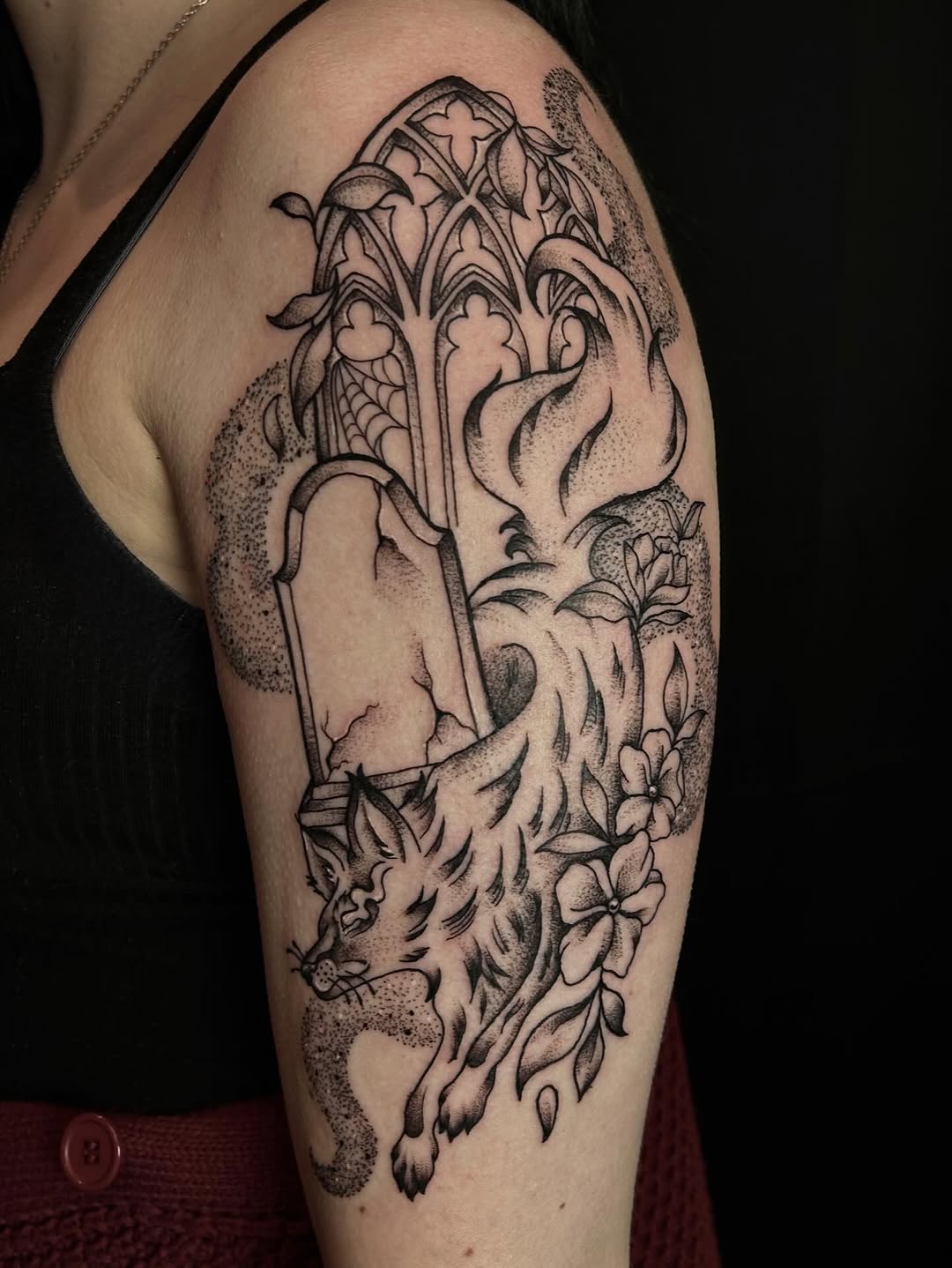 Tattoo by @pourriink — black_and_grey, dotwork