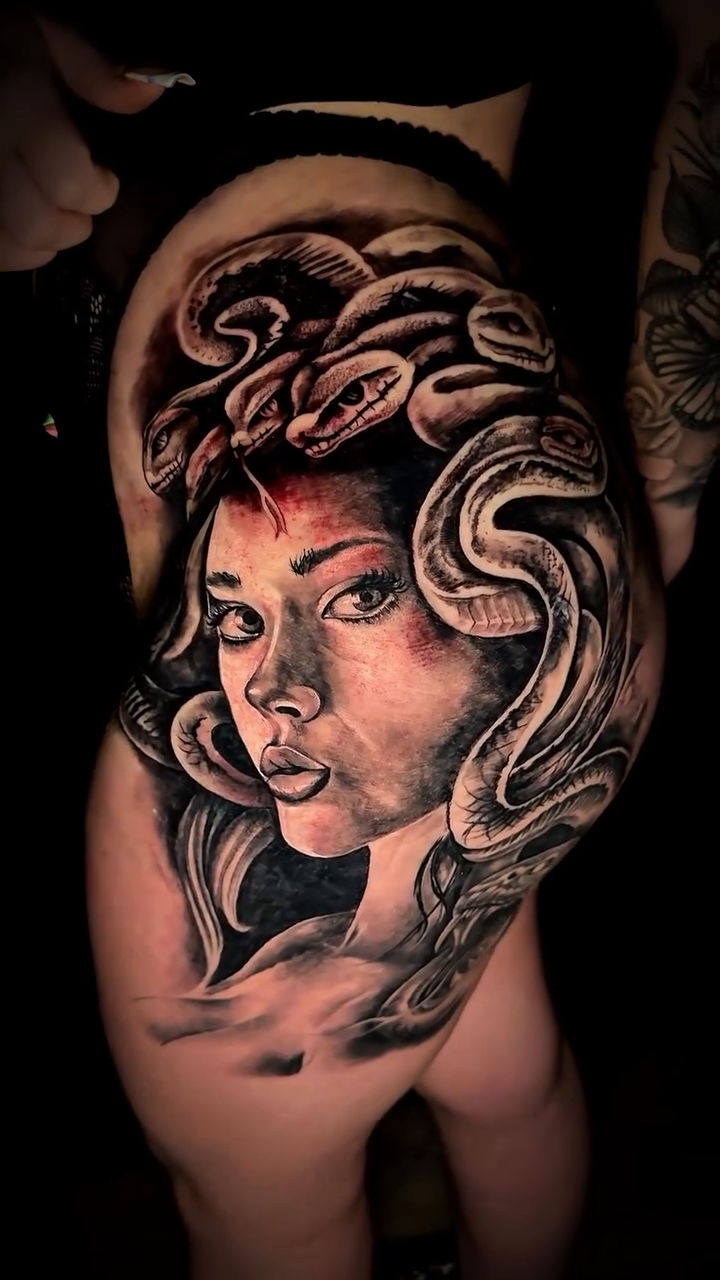 Tattoo by @bloodmoney_tattoos — realism, black_and_grey