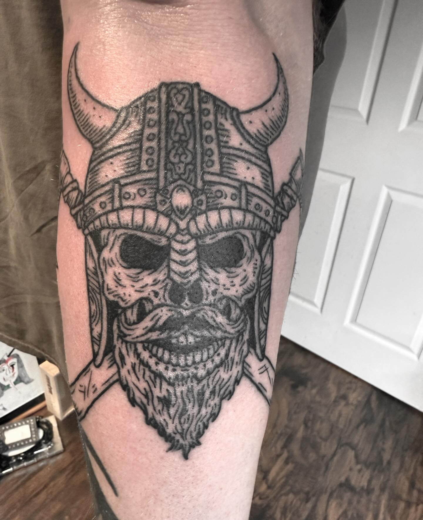 Viking warrior realism tattoo on the forearm by Joe Truck