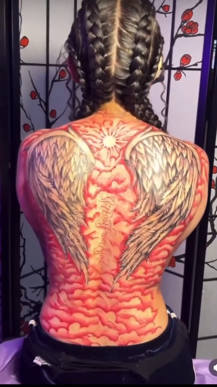 Angel wings and spine tattoo realism tattoo on the back by Mi♥️Amor♥️Ink