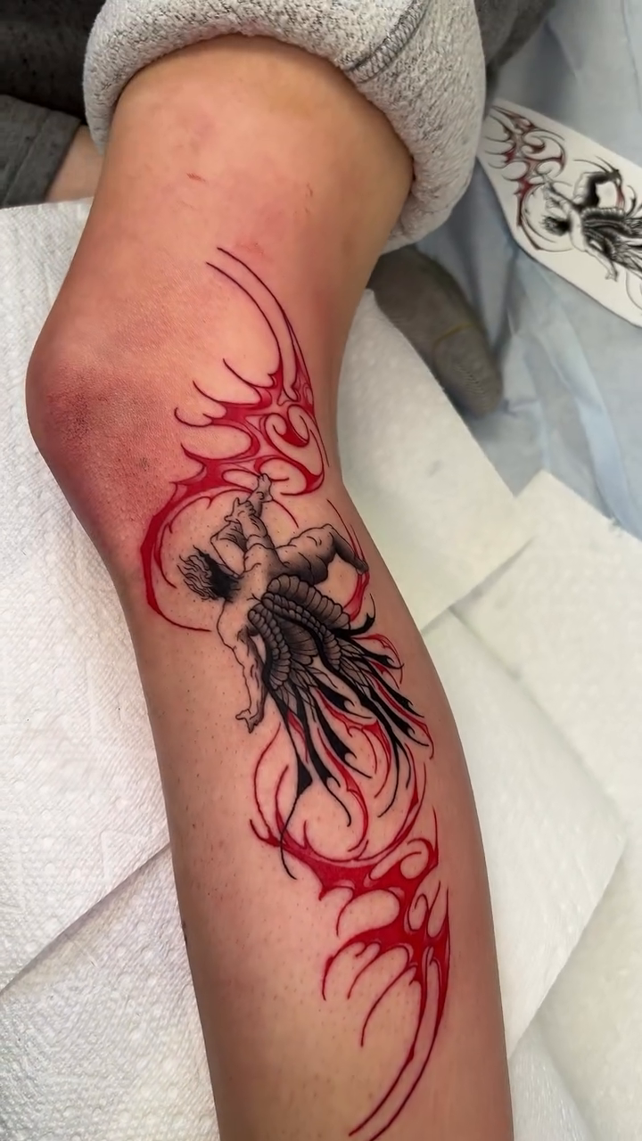 Tattoo by @blair_witch_ink — black_and_grey, trash_polka
