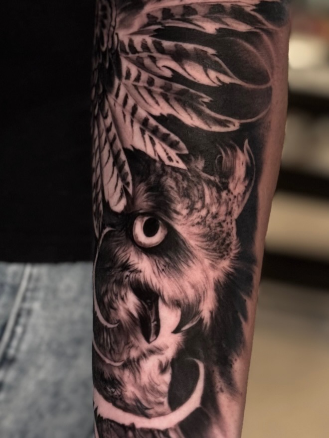 Tattoo by @abraxastattoo — realism, black_and_grey