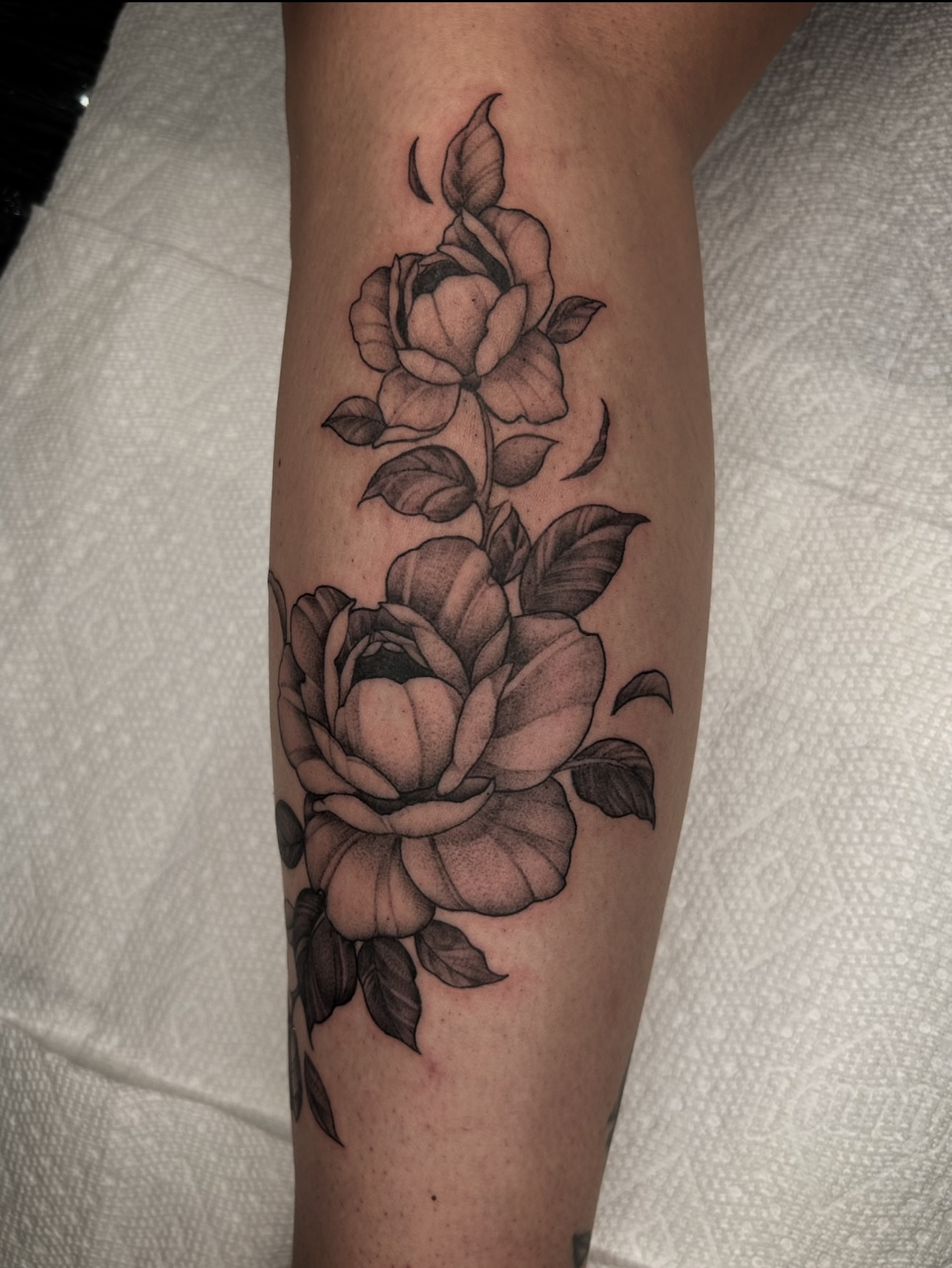 Roses black and grey tattoo on the forearm by Austin C Pratt-Fusari
