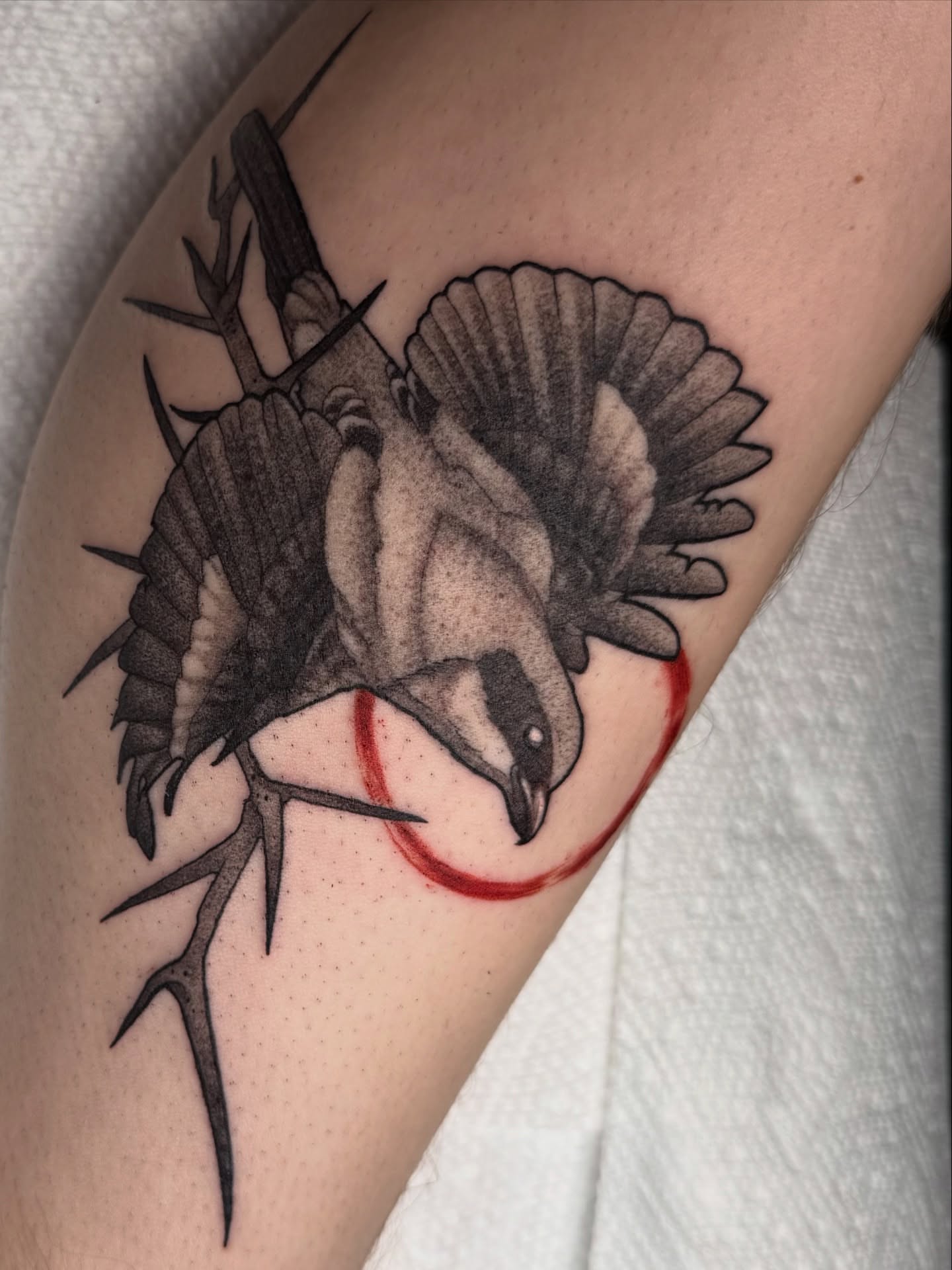 Tattoo by @back_alley_emily — black_and_grey, realism