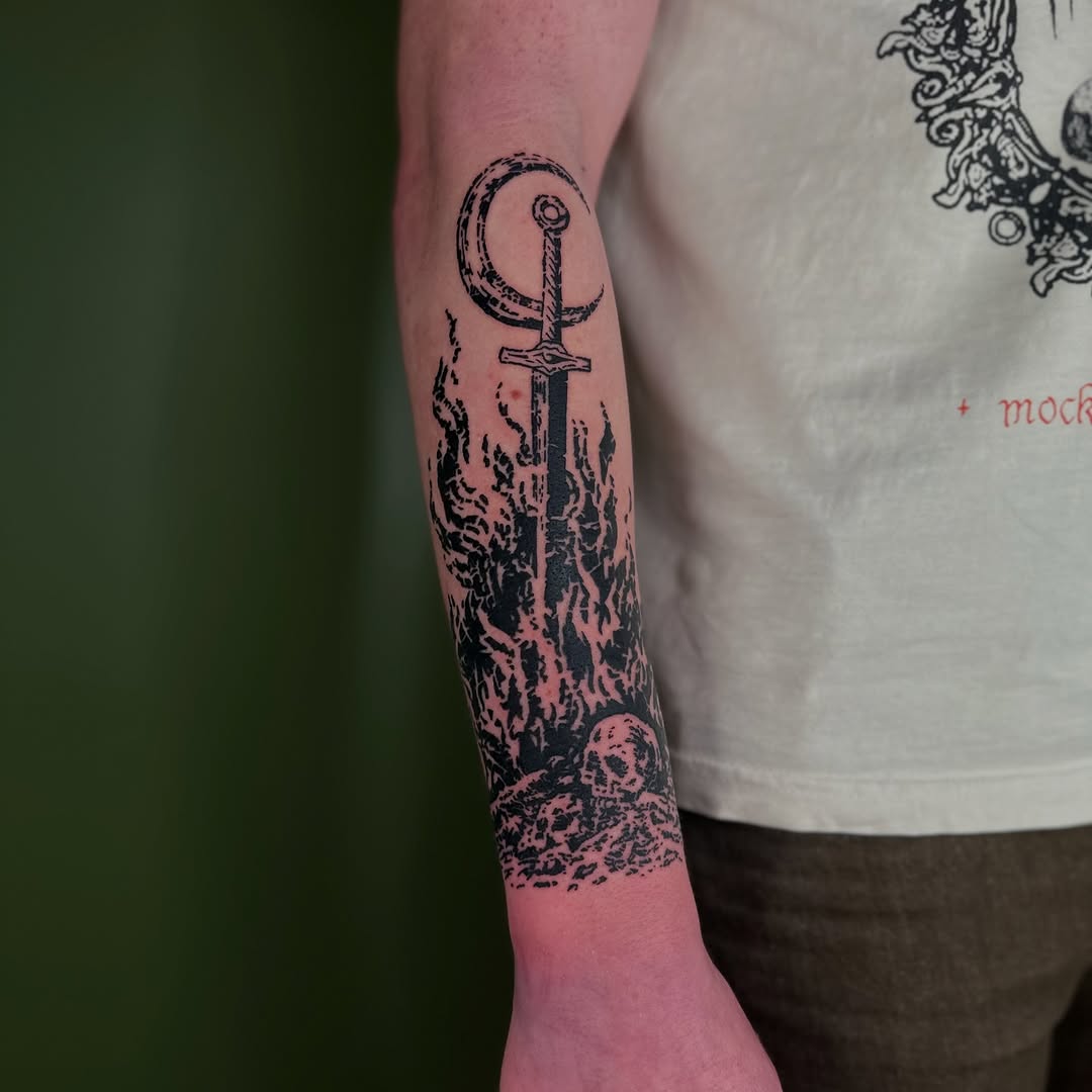 Tattoo by @tapiotats — blackwork, dark_realism