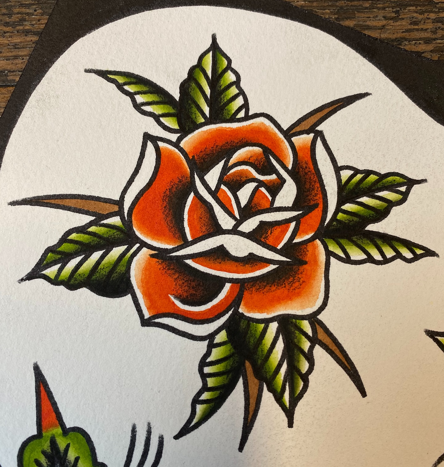 Rose American traditional tattoo by Corinne Carter