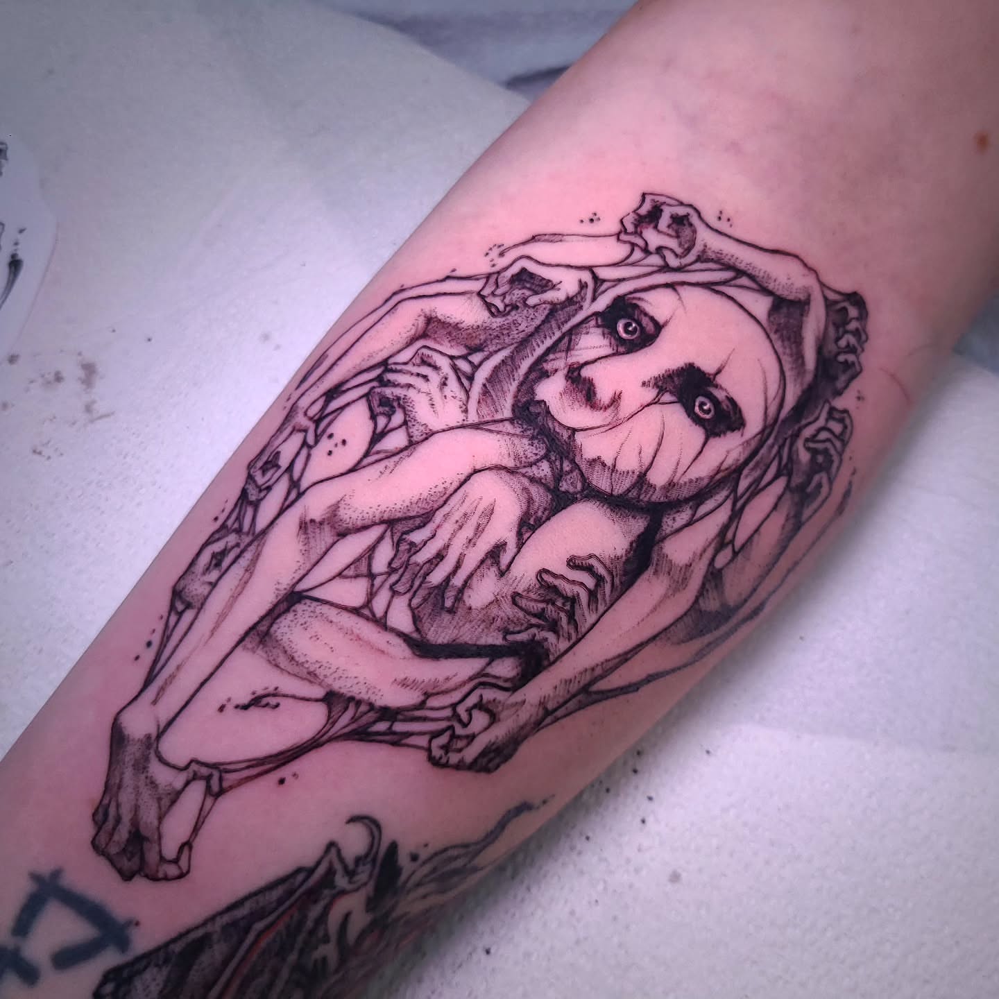 Tattoo by @boxofguts — dotwork, black_and_grey