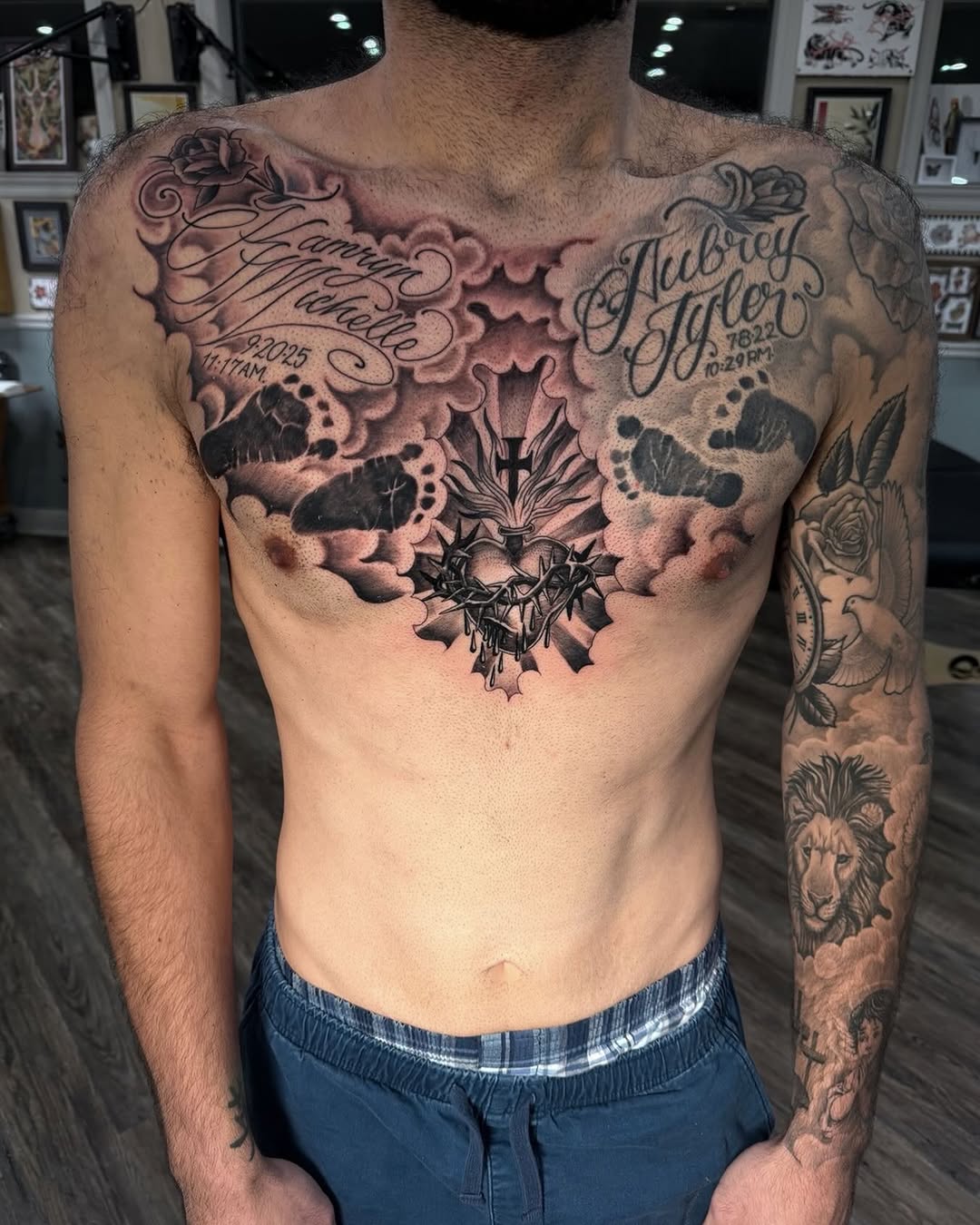 Tattoo by @calebbakertattoo — lettering_script, black_and_grey