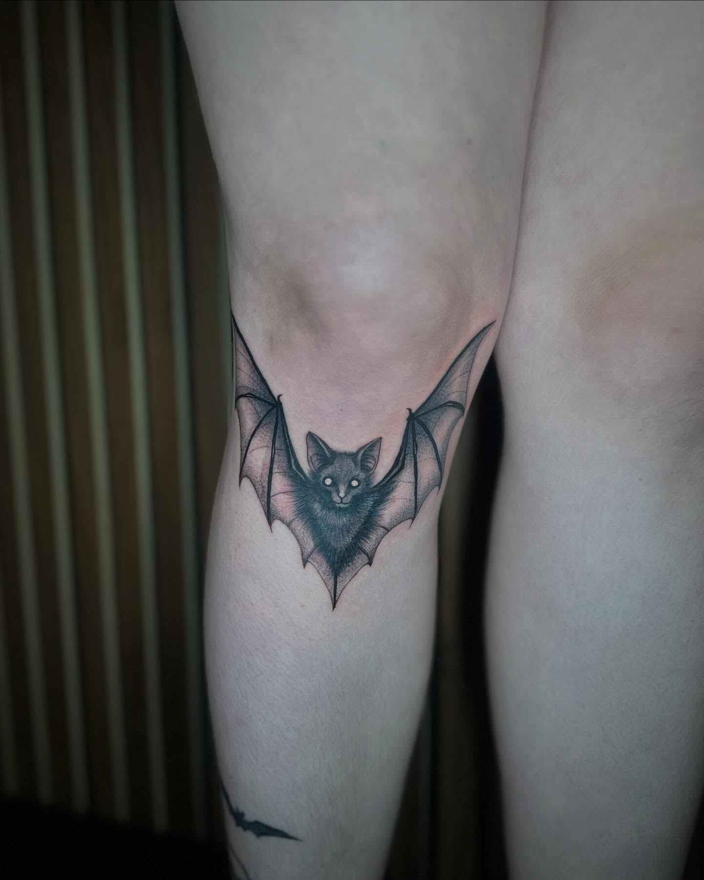 Bat black and grey tattoo on the forearm by Felipe Pacifico