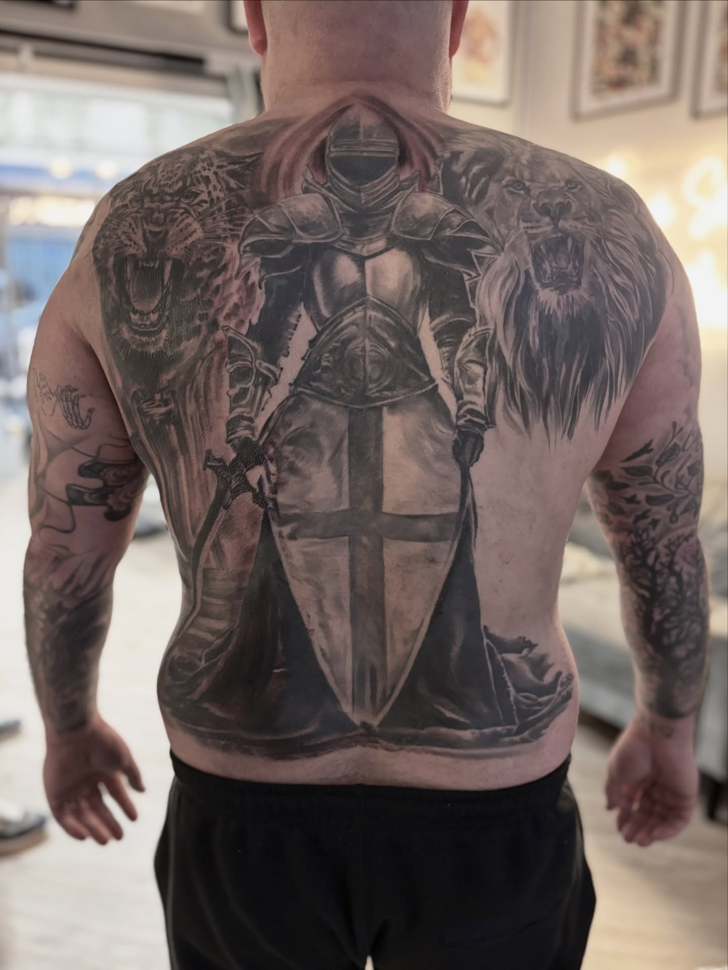 Knight armor realism tattoo on the back by Ruth Ormsby-Ashworth