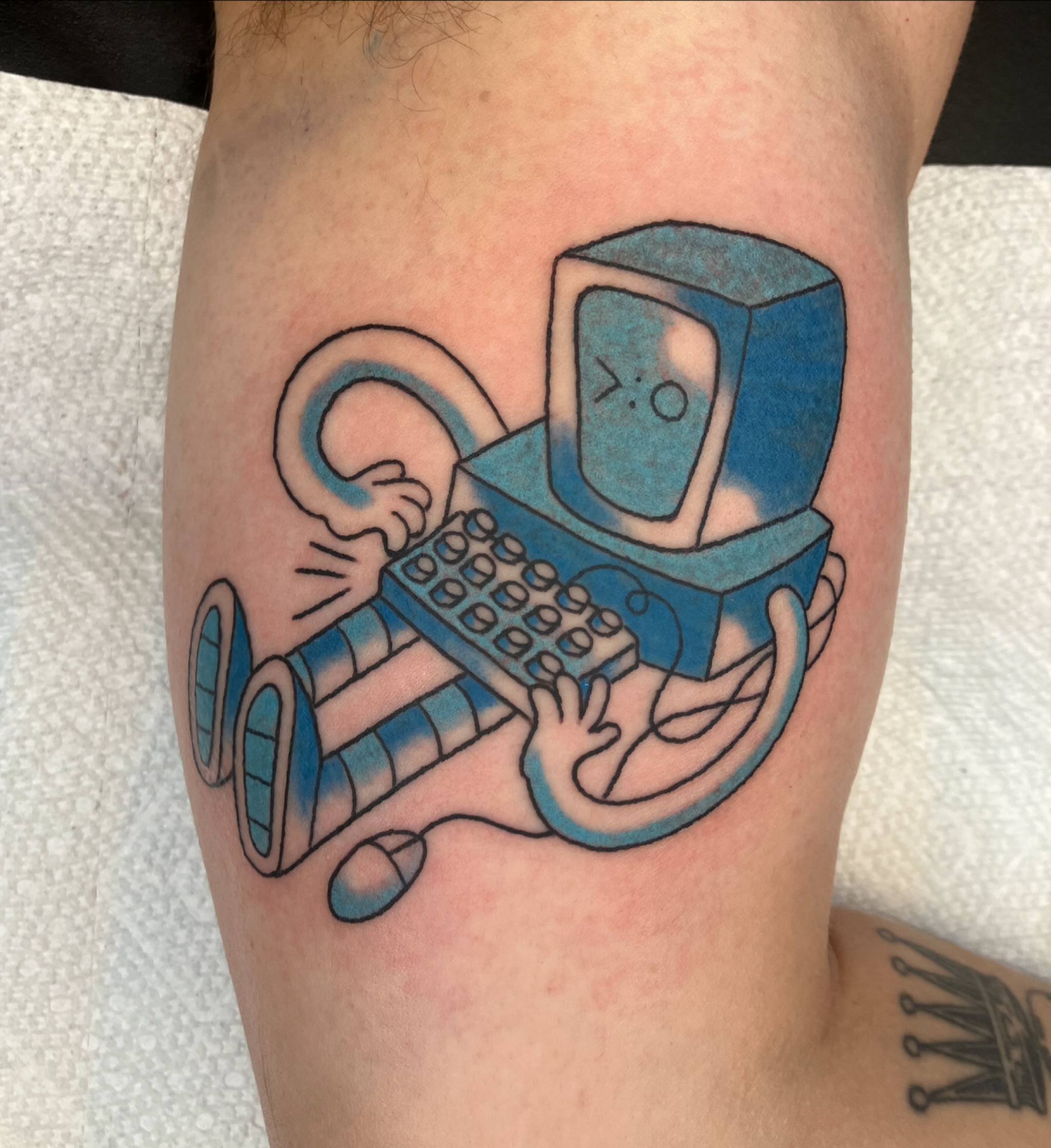 Computer geometric tattoo on the forearm by maddie mcghee, Memphis, Tennessee