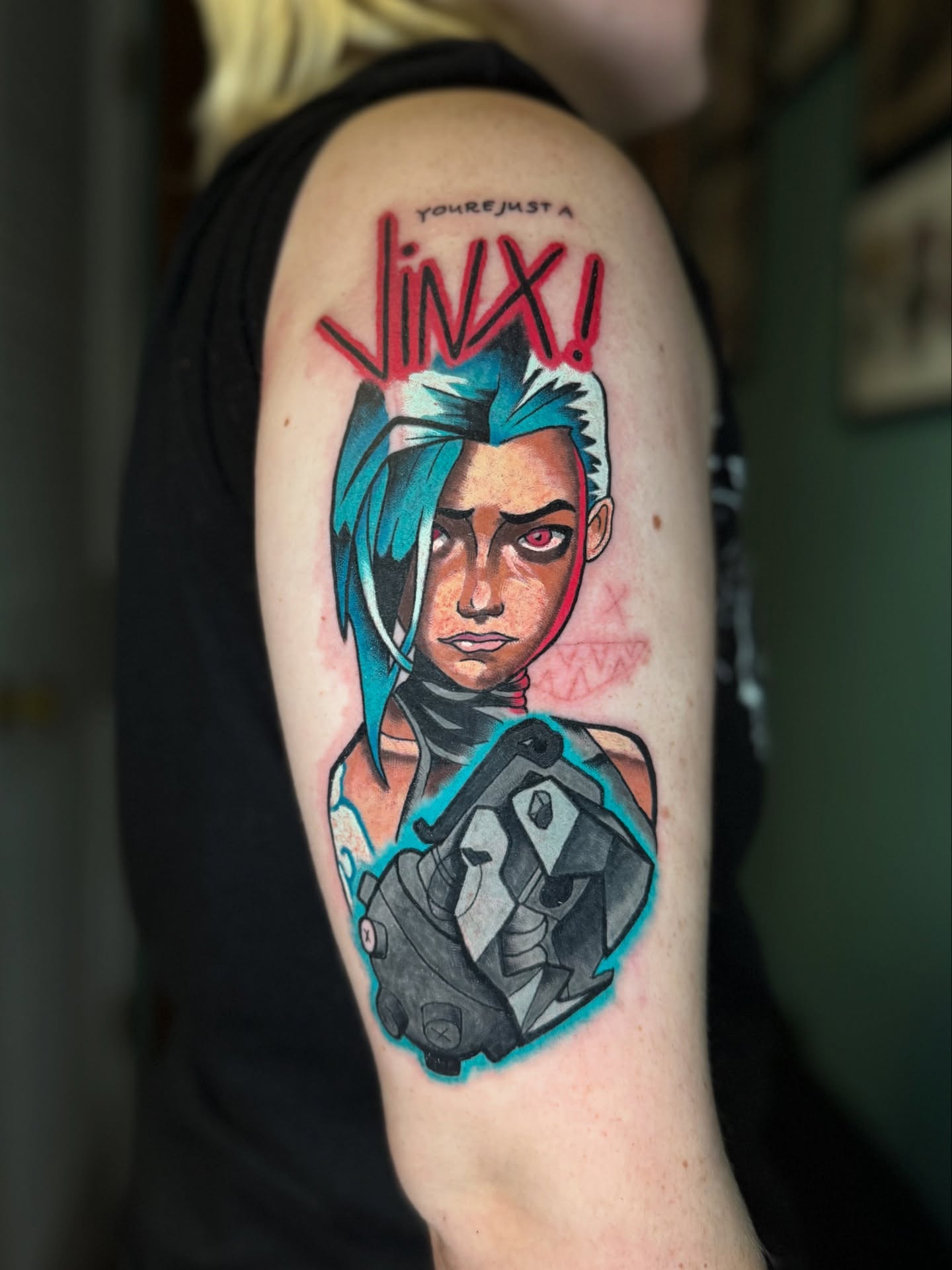 Vinx! anime tattoo on the shoulder by Ben McKee