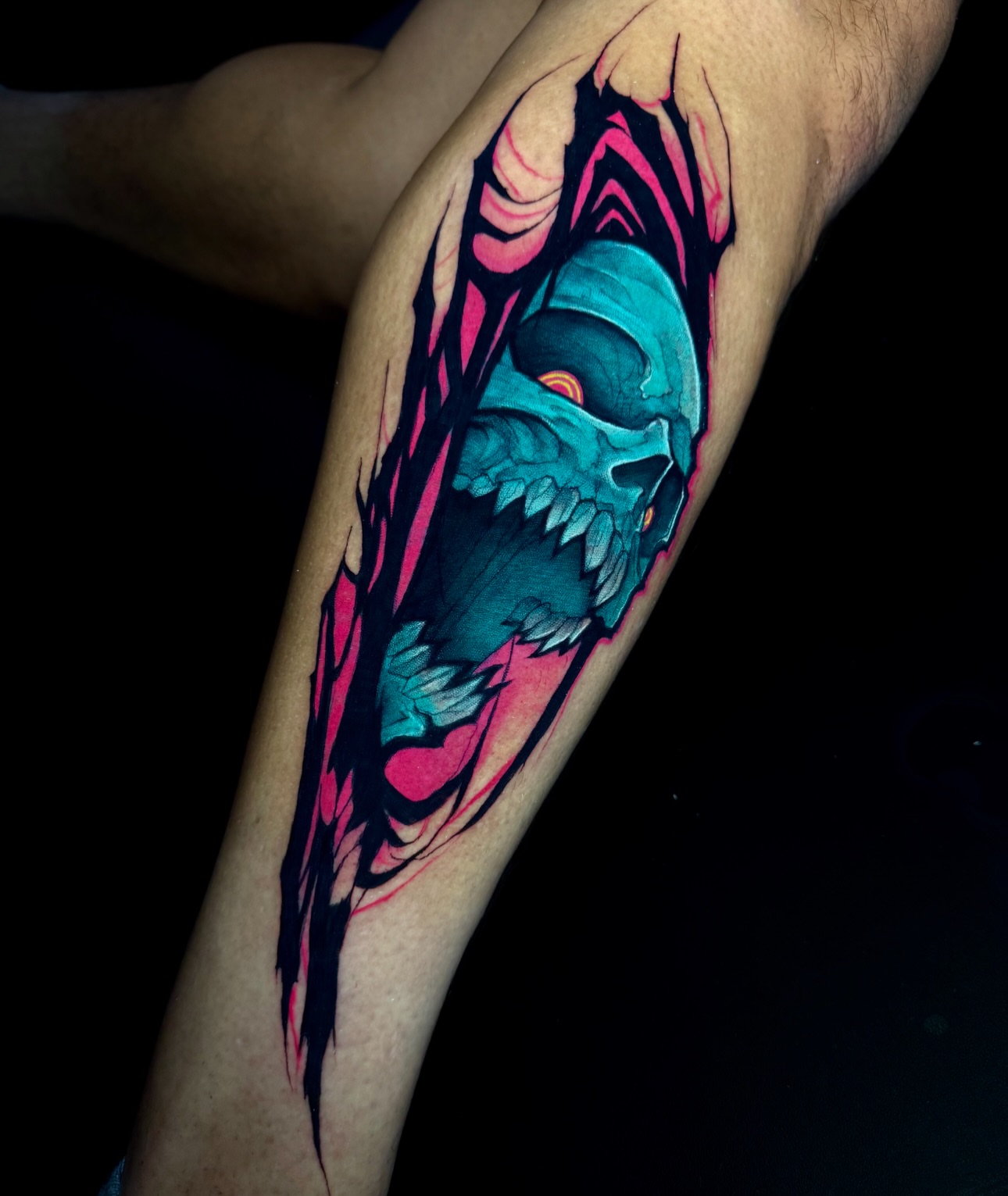Skull dark realism tattoo on the forearm by 𝖟𝖊𝖓𝖋𝖚𝖑𝖑