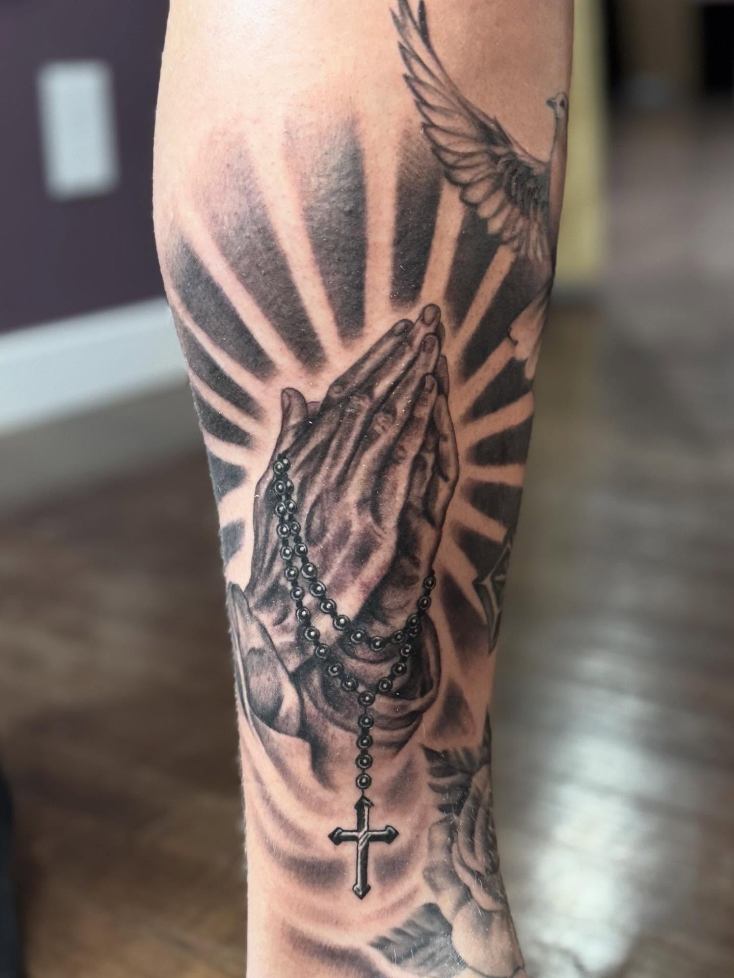 Tattoo by @beesnestqueenbee — black_and_grey, realism