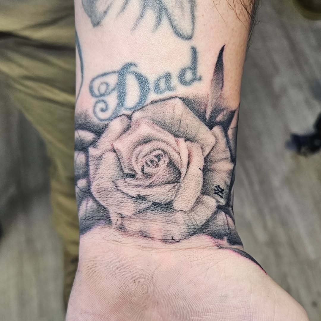 Tattoo by @beardsley_tattoos — realism, black_and_grey