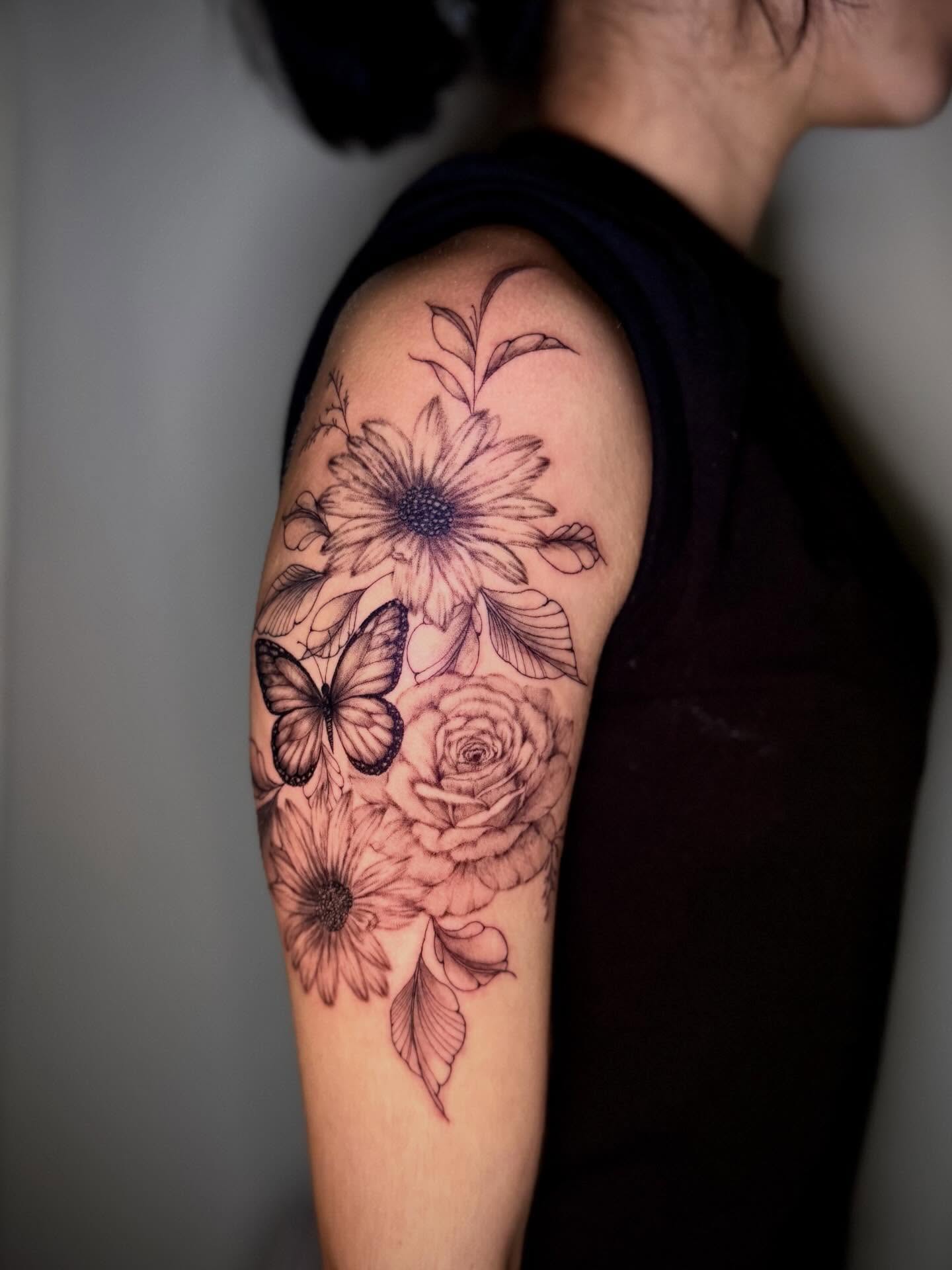 Tattoo by @catgirltattoo — black_and_grey