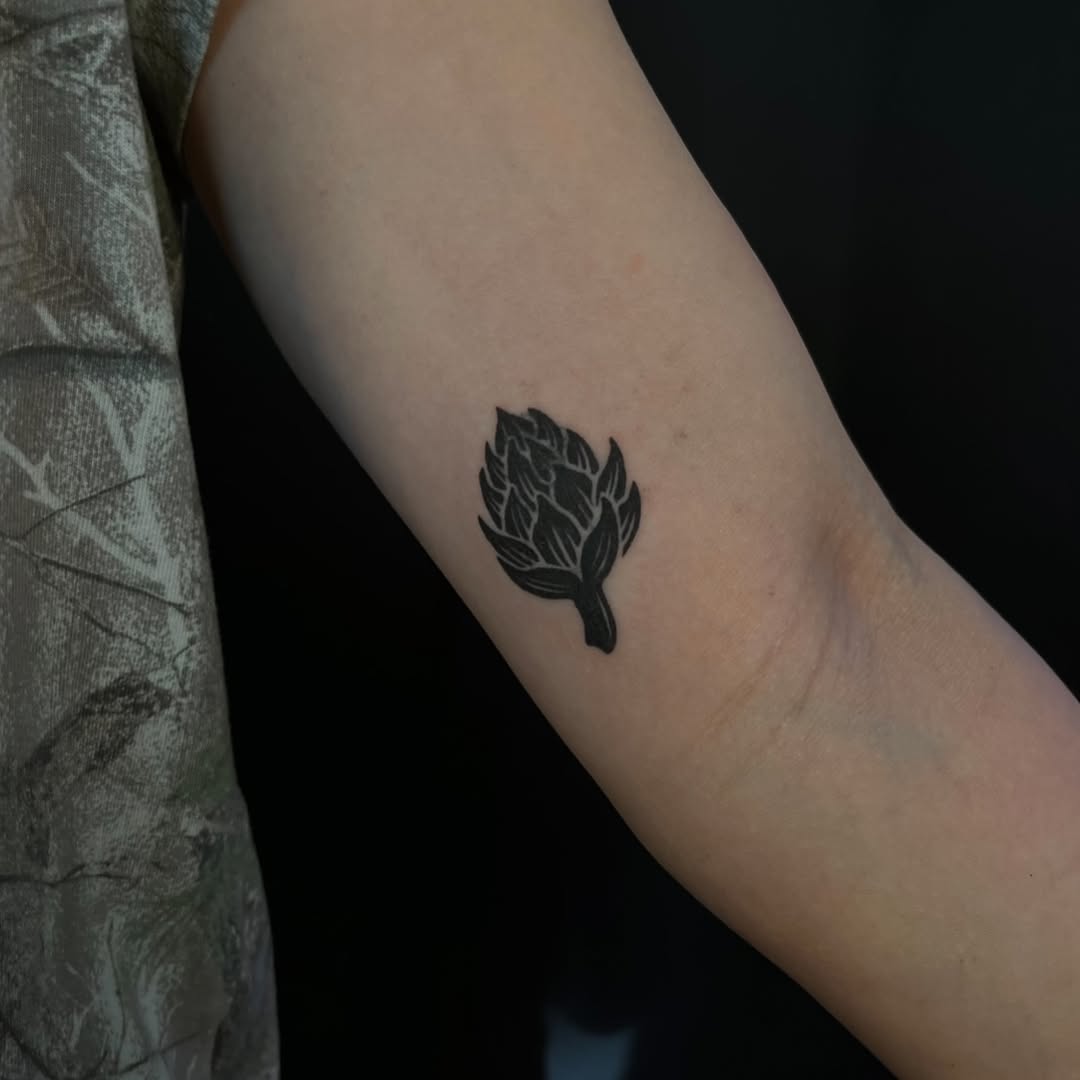 Artichoke sketch tattoo on the forearm by lela