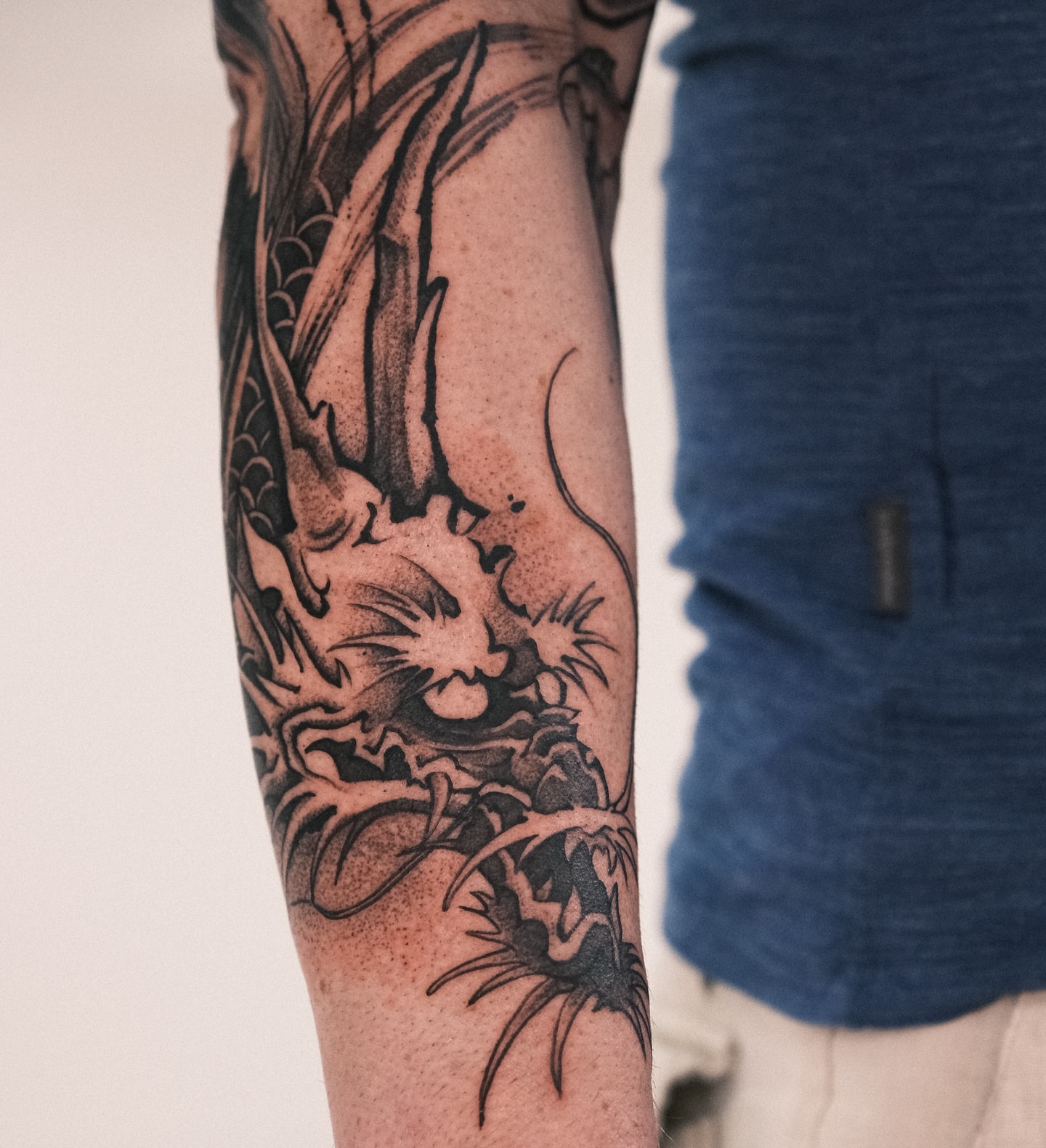Dragon japanese irezumi tattoo on the forearm by Perth tattoo 류, Perth, Western Australia