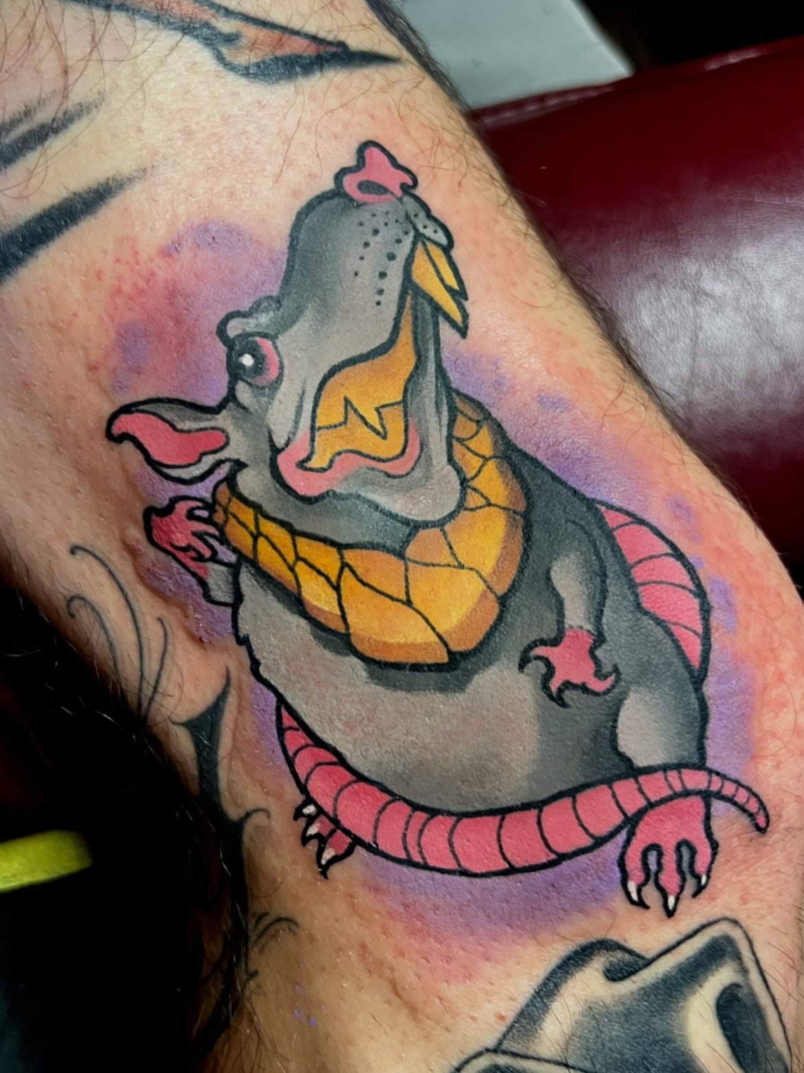 Dragon American traditional tattoo on the forearm by Kevin Starai