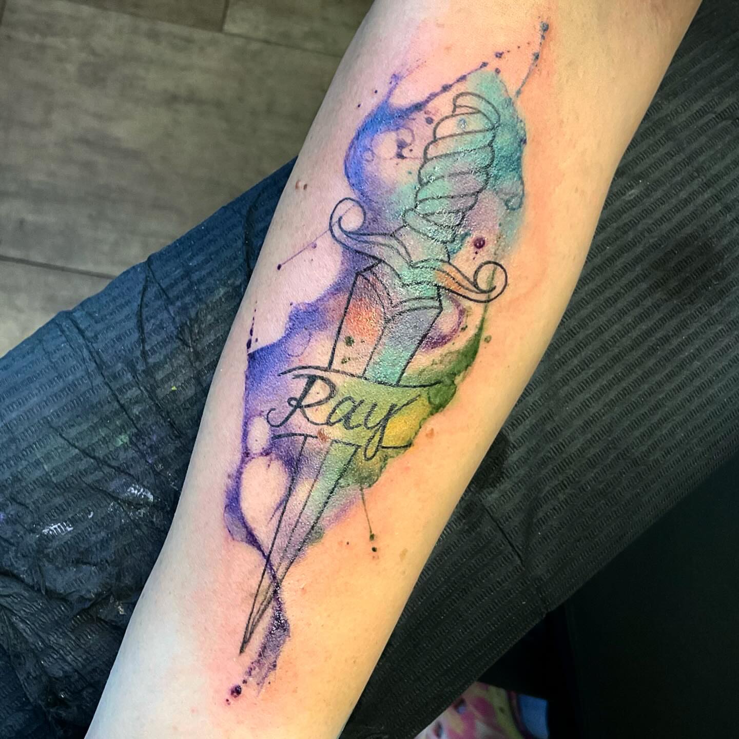 Tattoo by @spugstattoo — watercolor