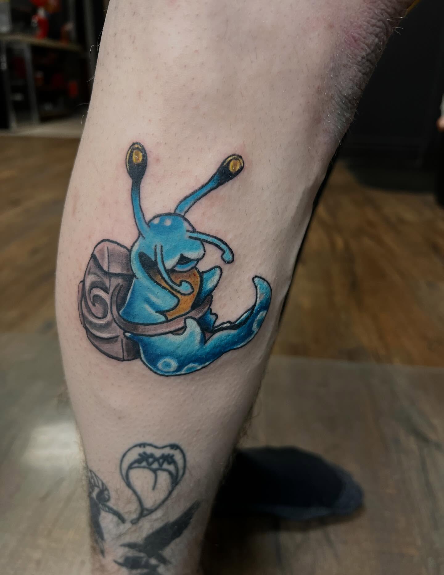 Squidward new school tattoo on the forearm by Ellari