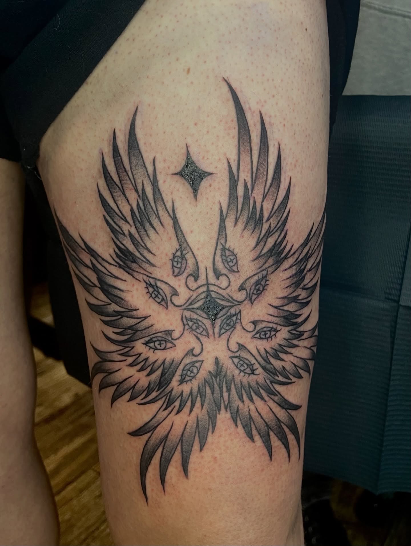 Tattoo by @anya.artistry.tattoos — black_and_grey