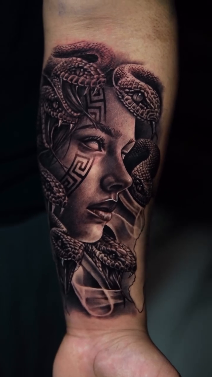 Medusa portrait realism tattoo by Mariella Elizabeth Paul ππ€