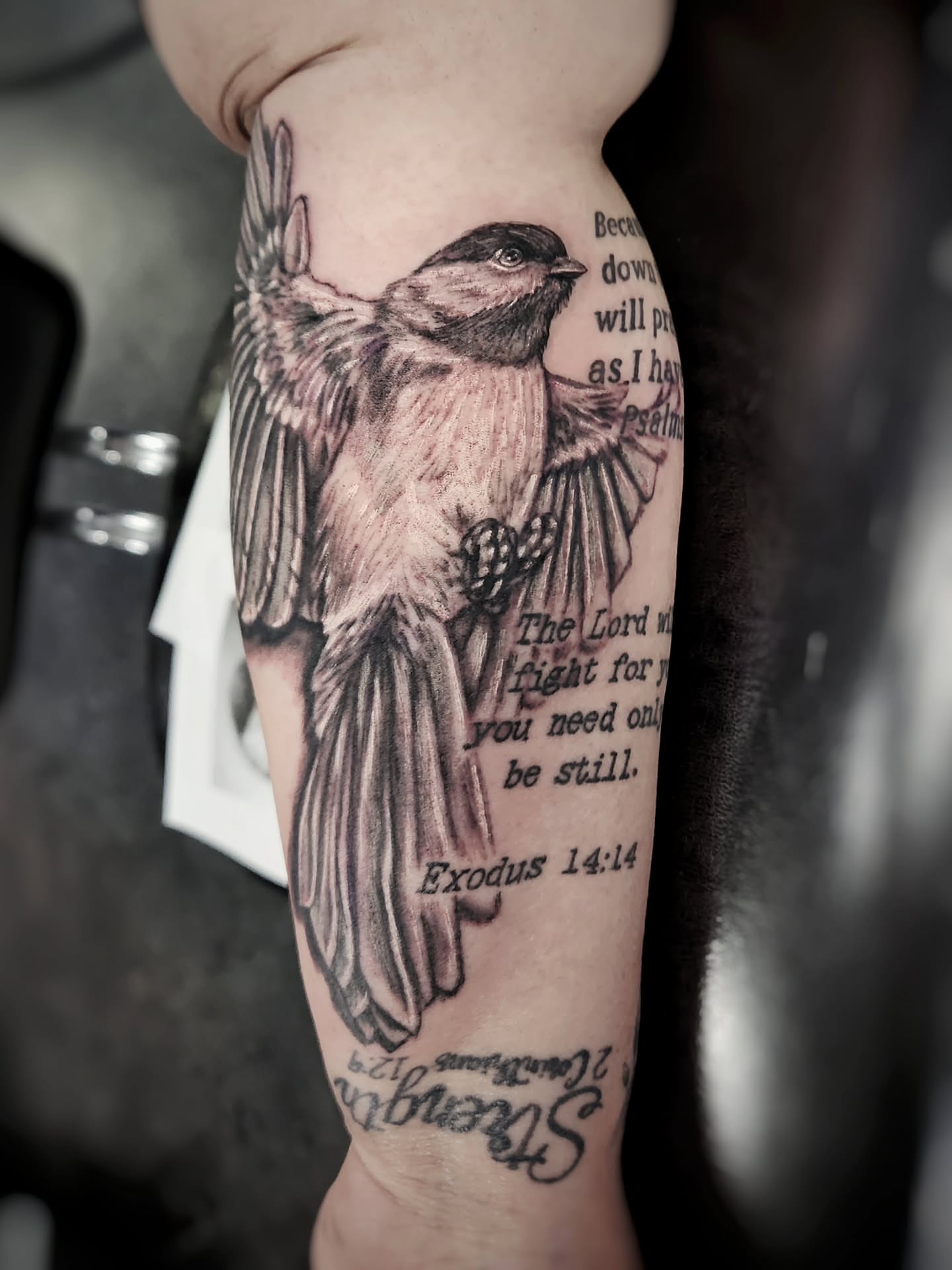 Tattoo by @sacredgemometry — black_and_grey, realism