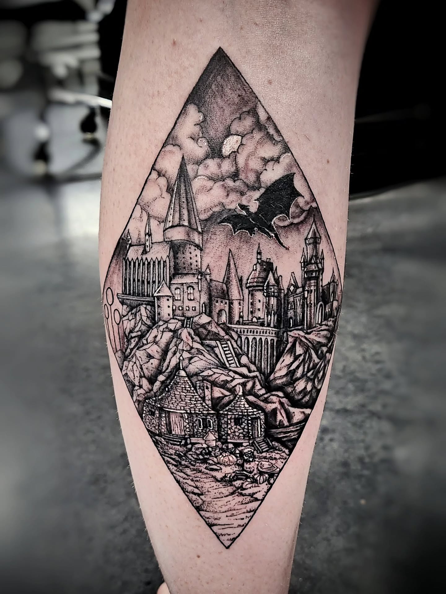 Tattoo by @sacredgemometry — black_and_grey, geometric